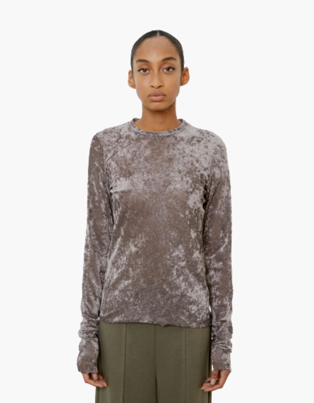 Camiseta terciopelo cuello redondo