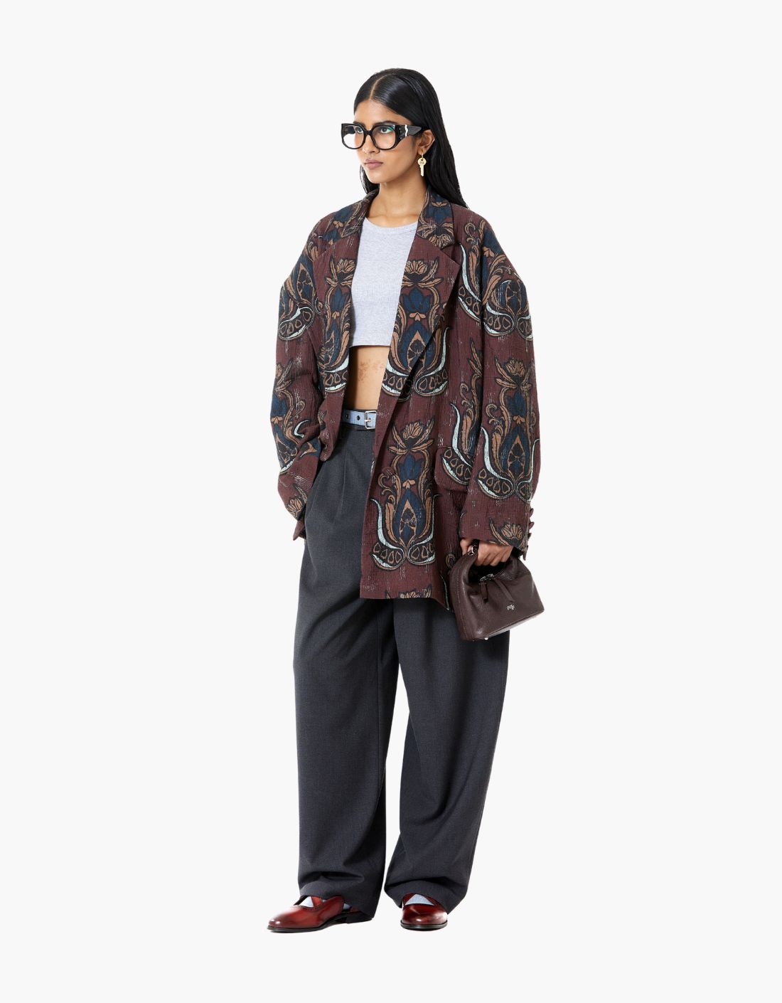 Americana estampada textura rugosa "Pushpa - पुष्पा"