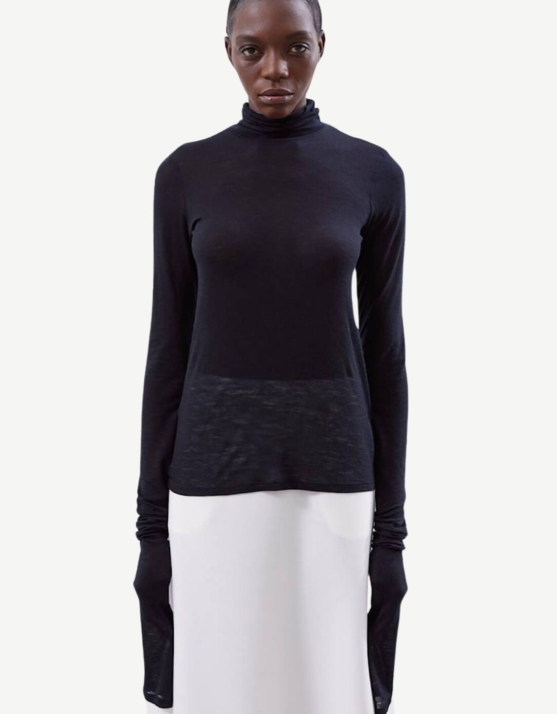 Top semitransparente mangas largas