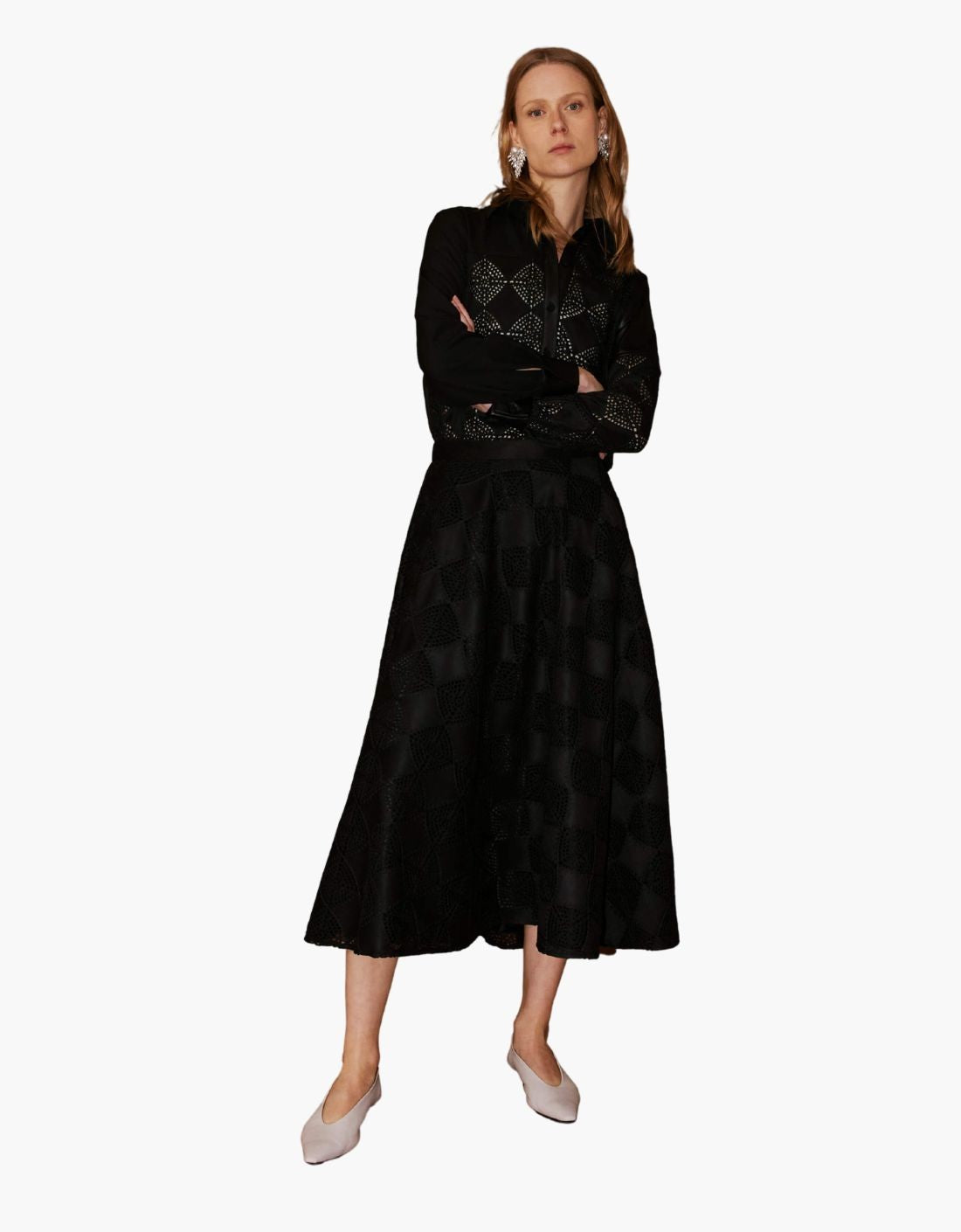 Falda forrada crochet media rueda