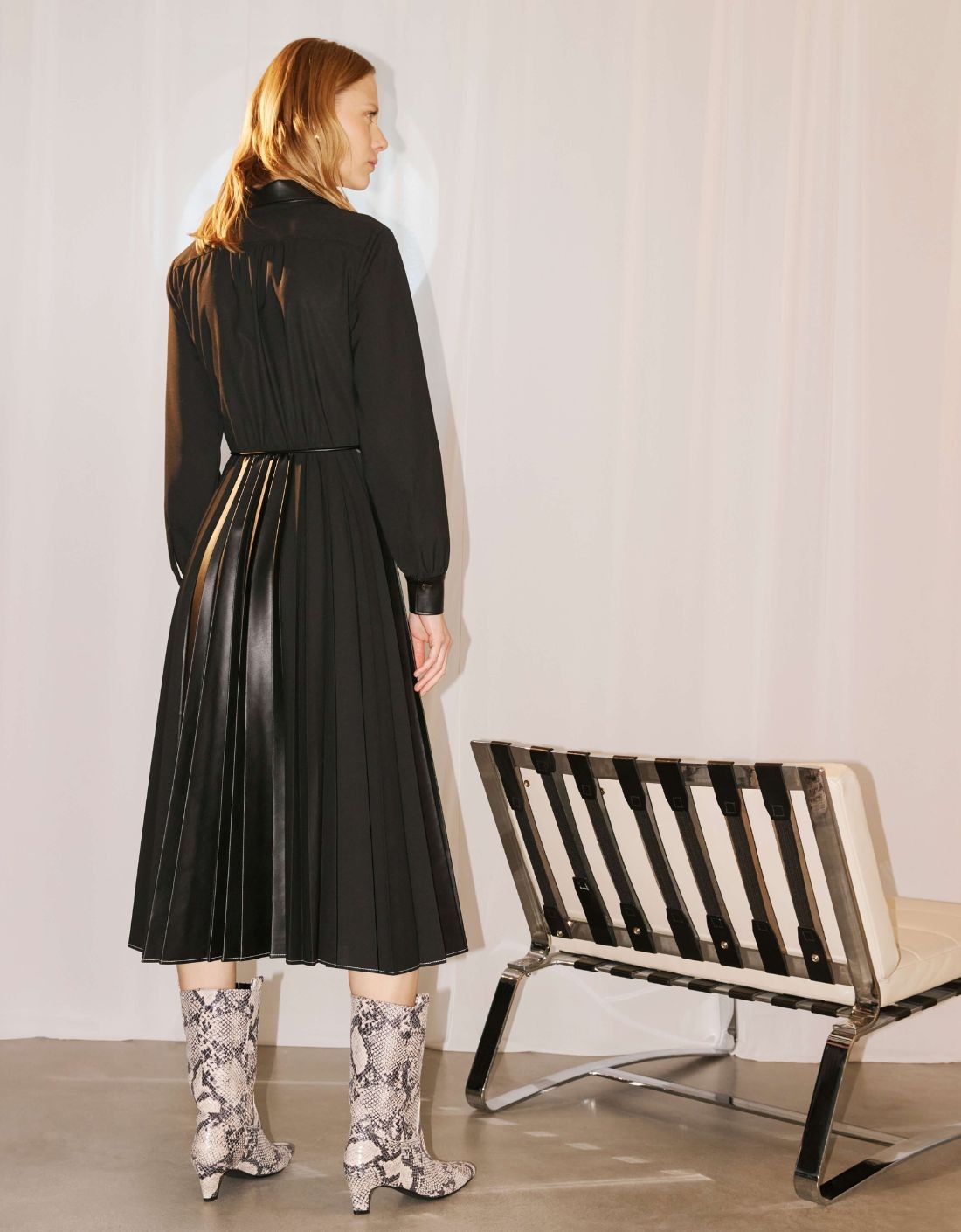 Robe avec détails en cuir écologique « Tessuto Chemiser »