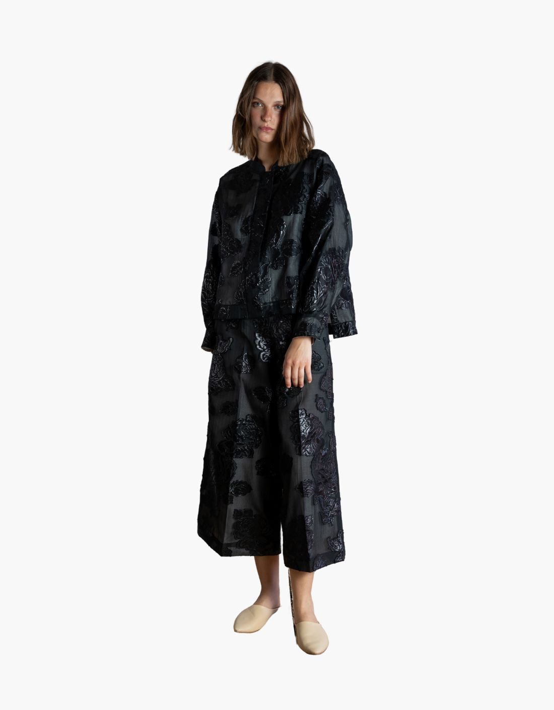 Pantalón Brocado Negro