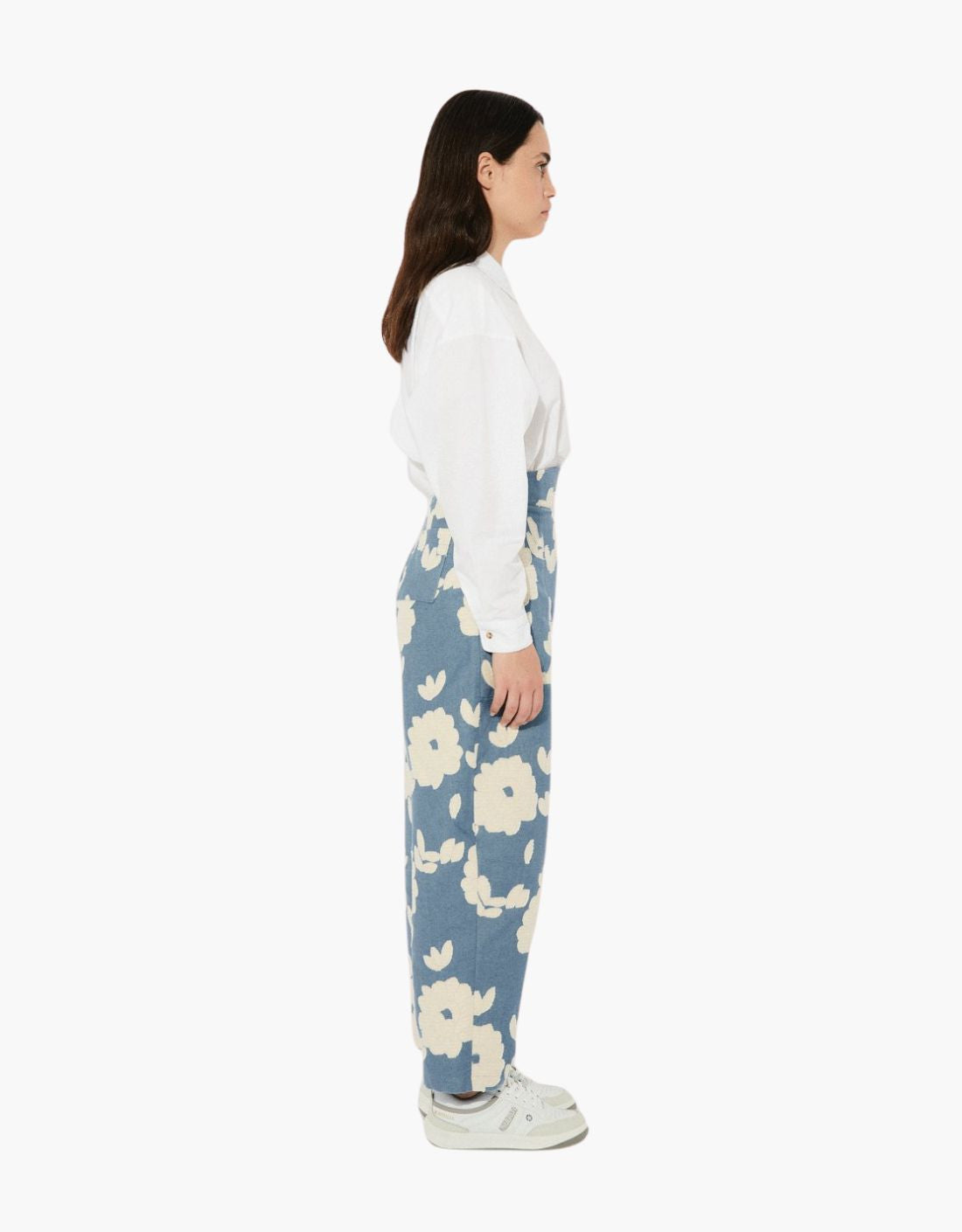 Pantalon à motif pivoines