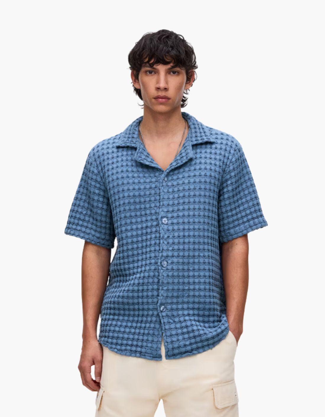 Chemise « gaufre » - Bleue