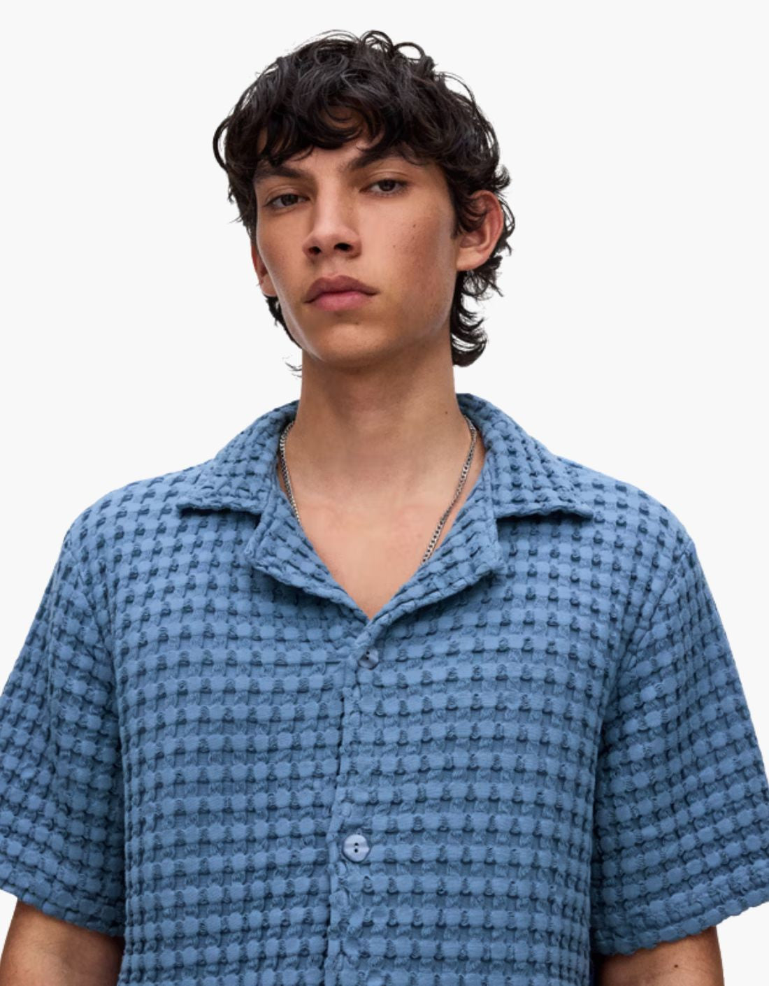 Chemise « gaufre » - Bleue