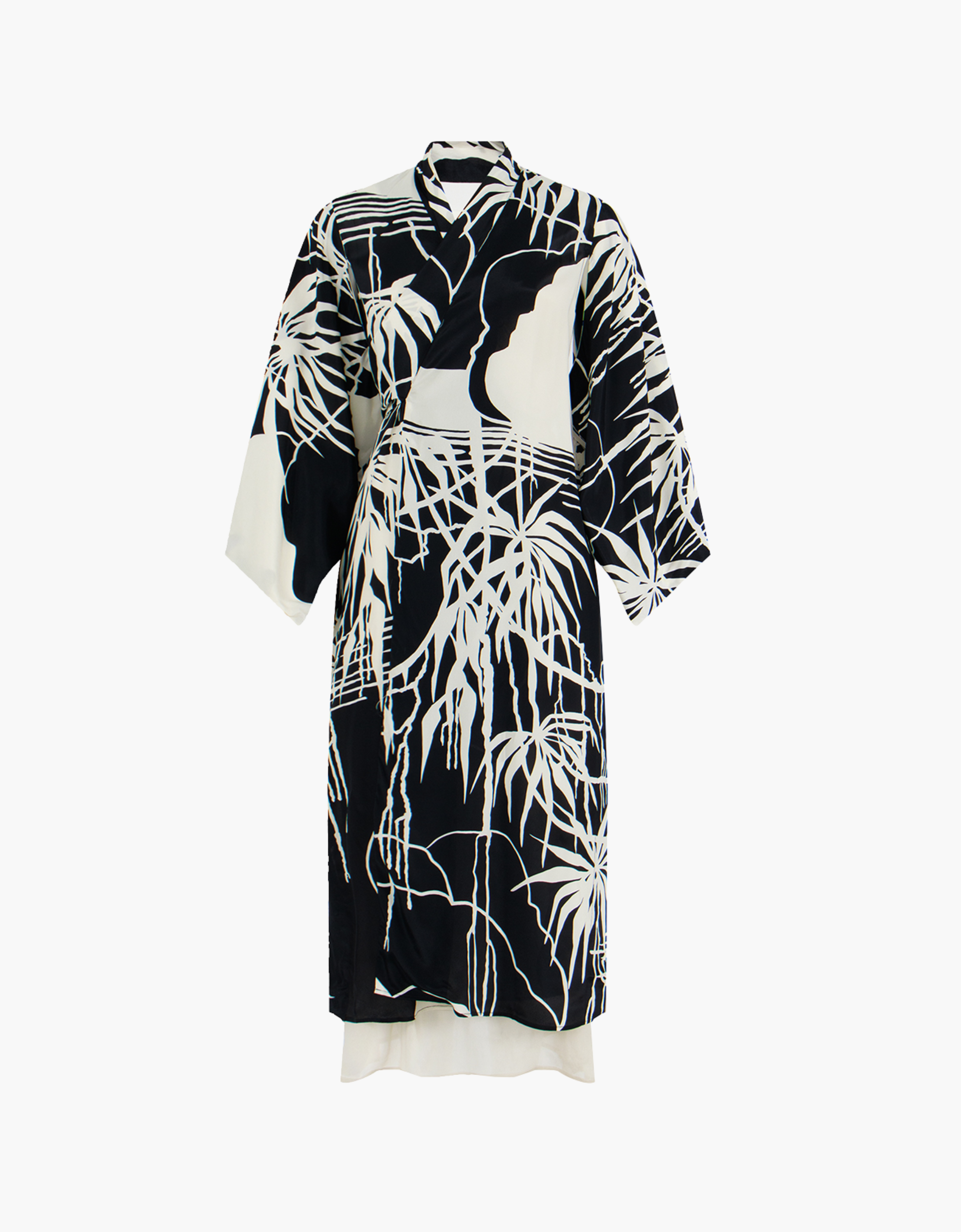 Kimono largo fluido "Print en blanco y negro"