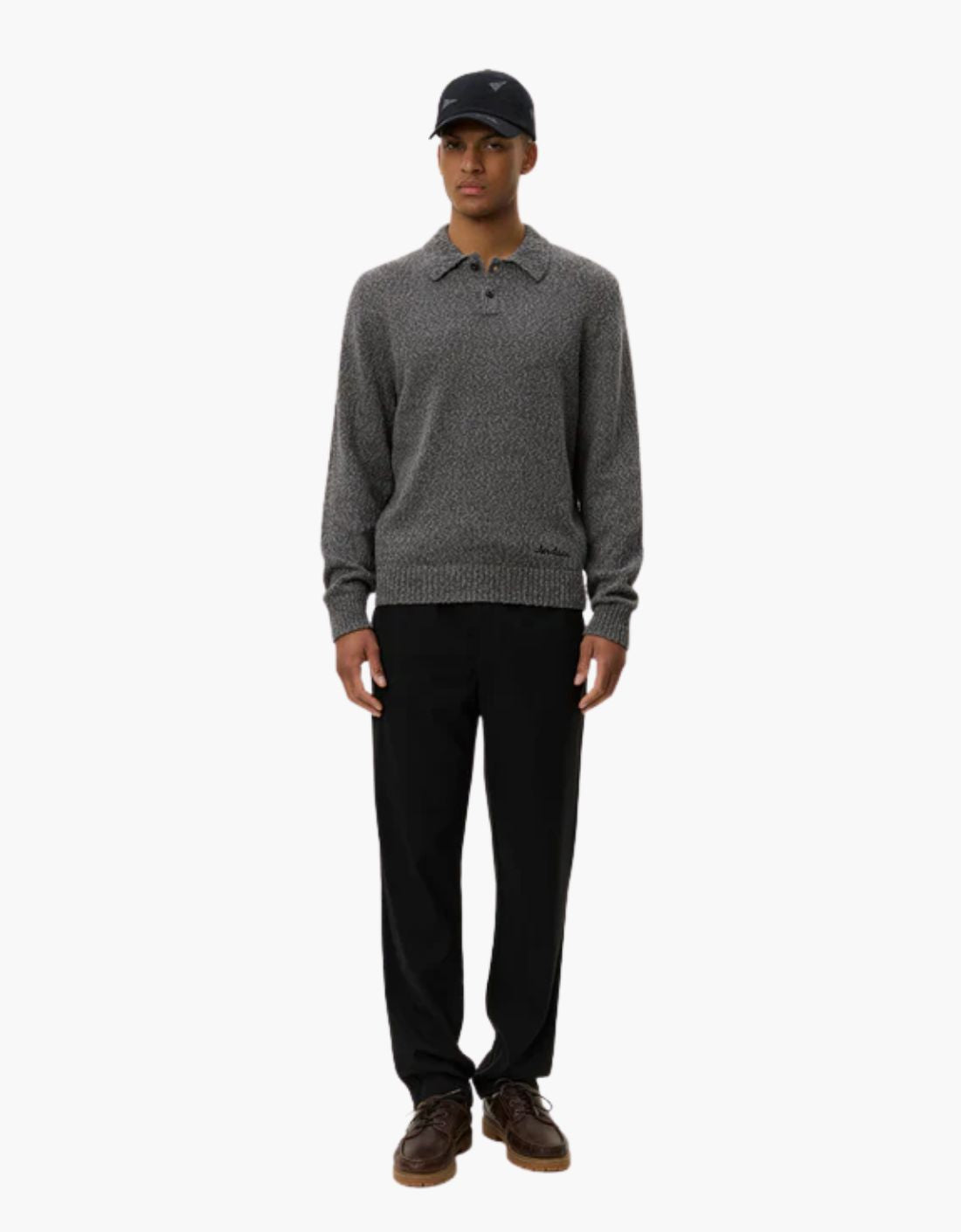 Pull Polo « Mouliné Knitted » Gris