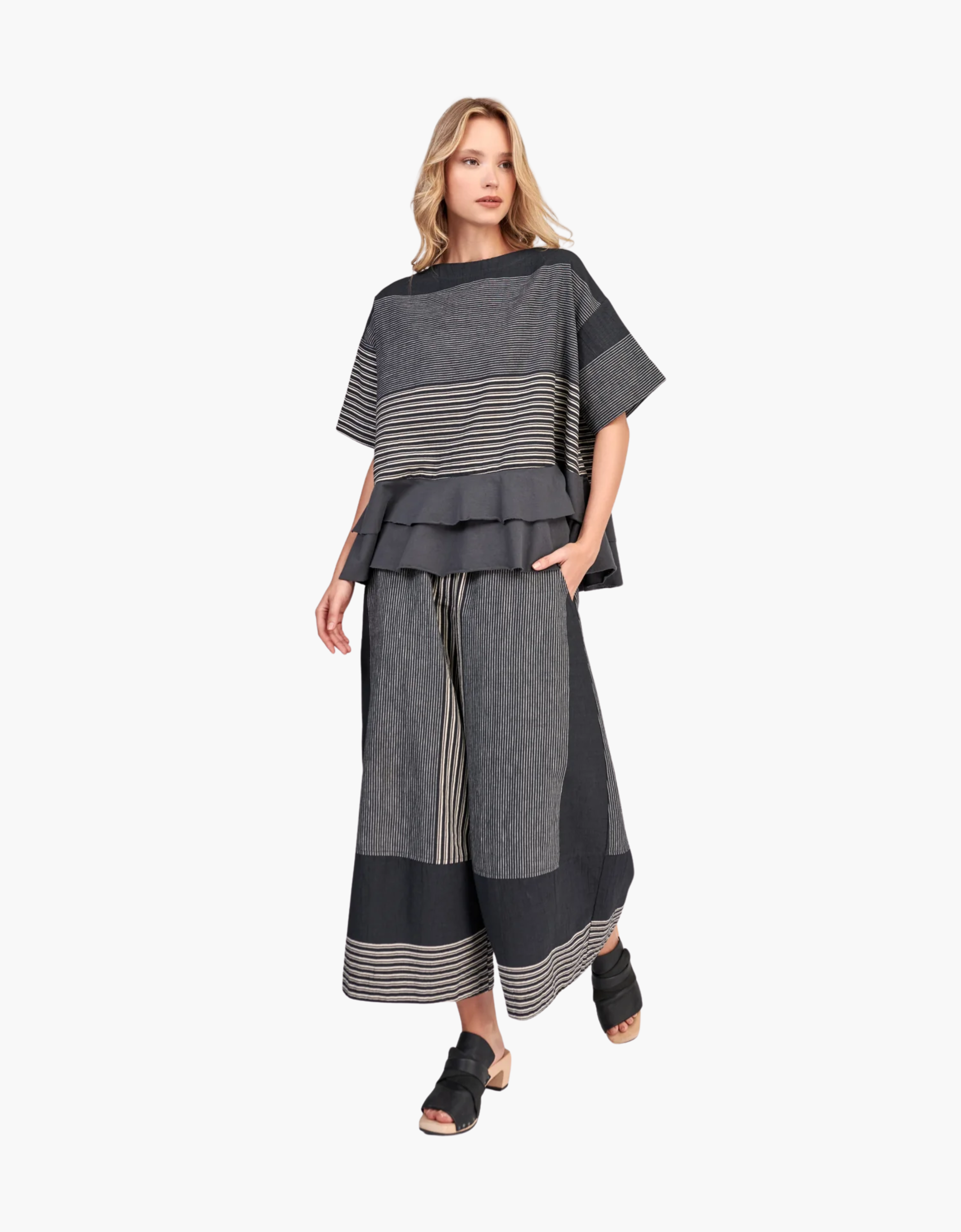 Top tejido de rayas ligero "Darkbar"