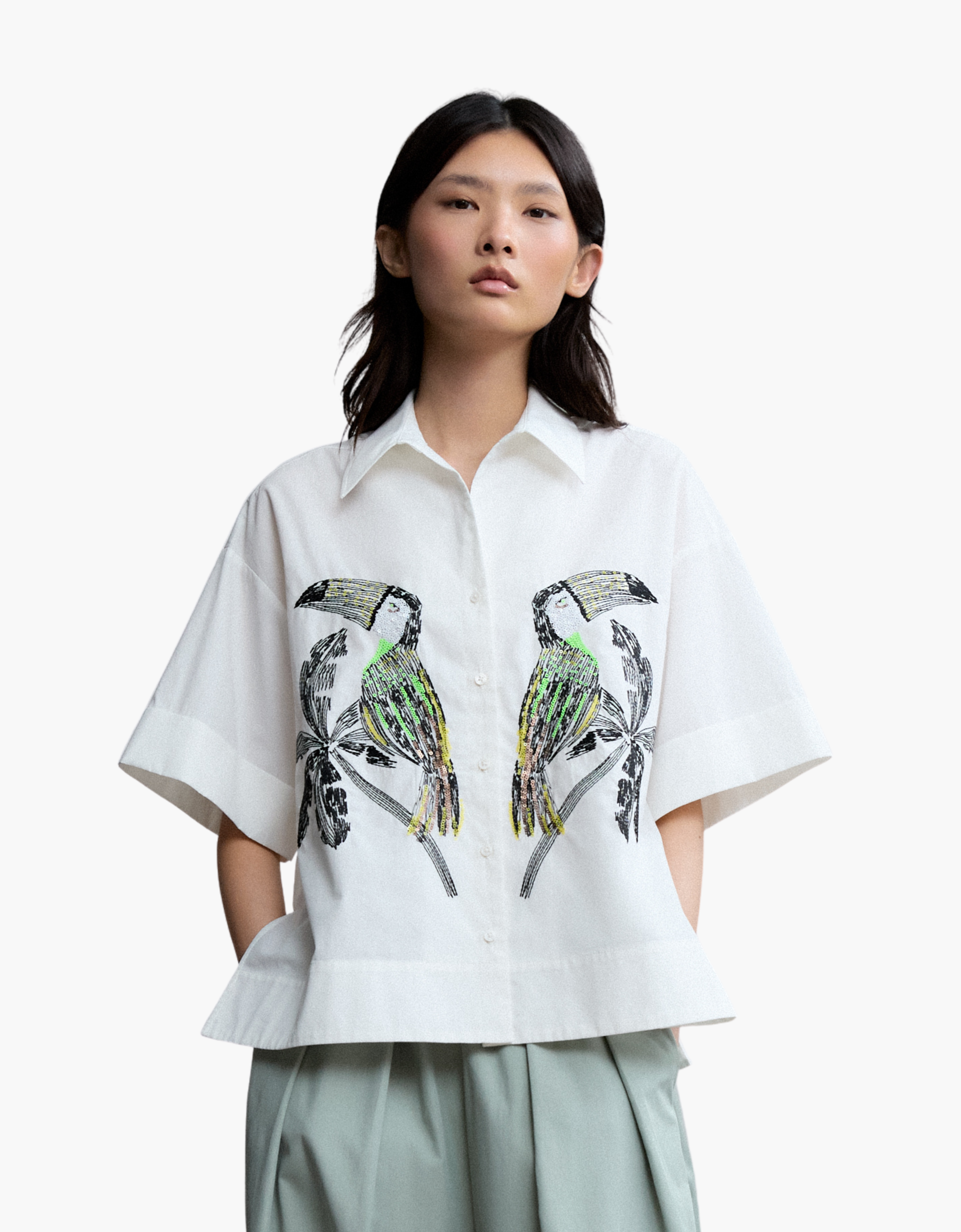 Camisa tucanes lentejuelas