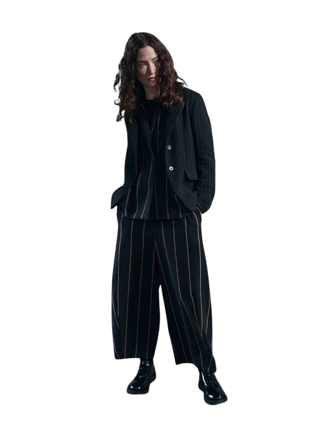 Pantalon easy goma "Gessato Brush"