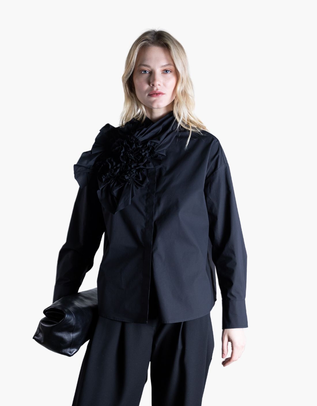 Camisa algodon popelin multiflores derecha