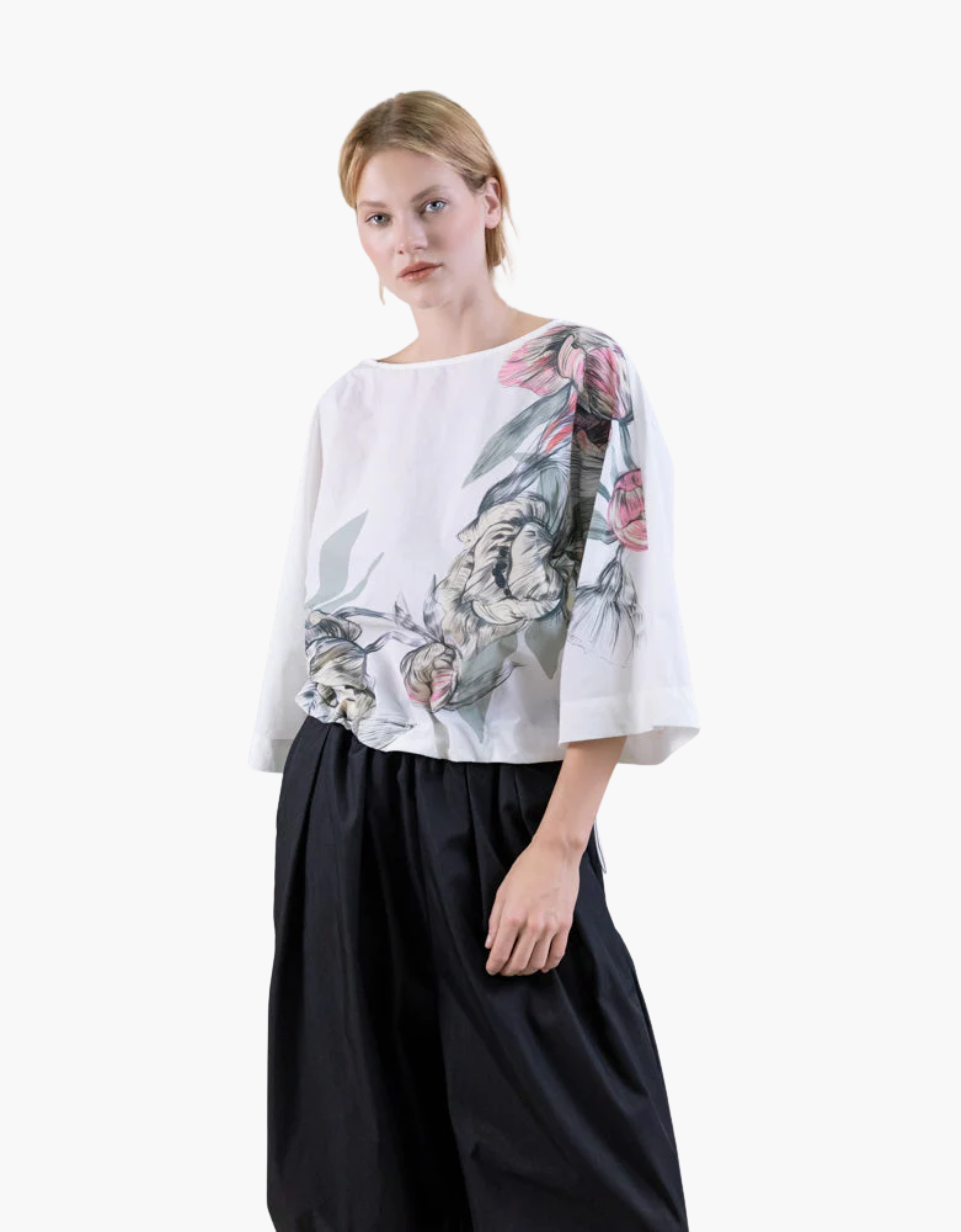 Blusa dolman sketch flores