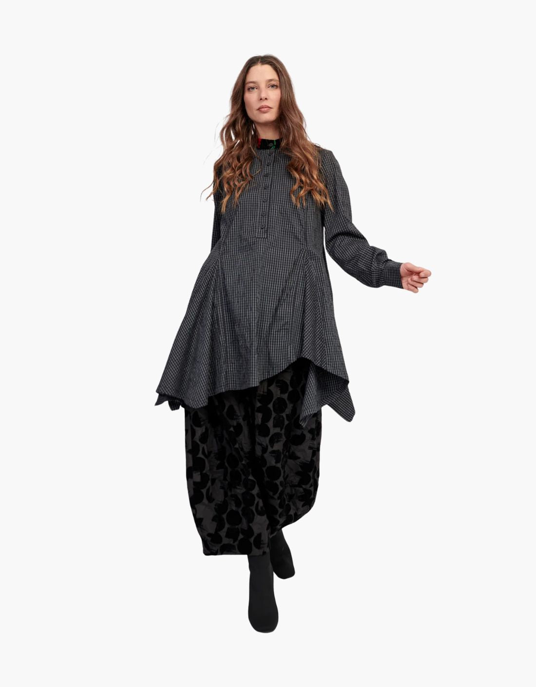 Blusa túnica en tejido arrugado "Marquee Roses"