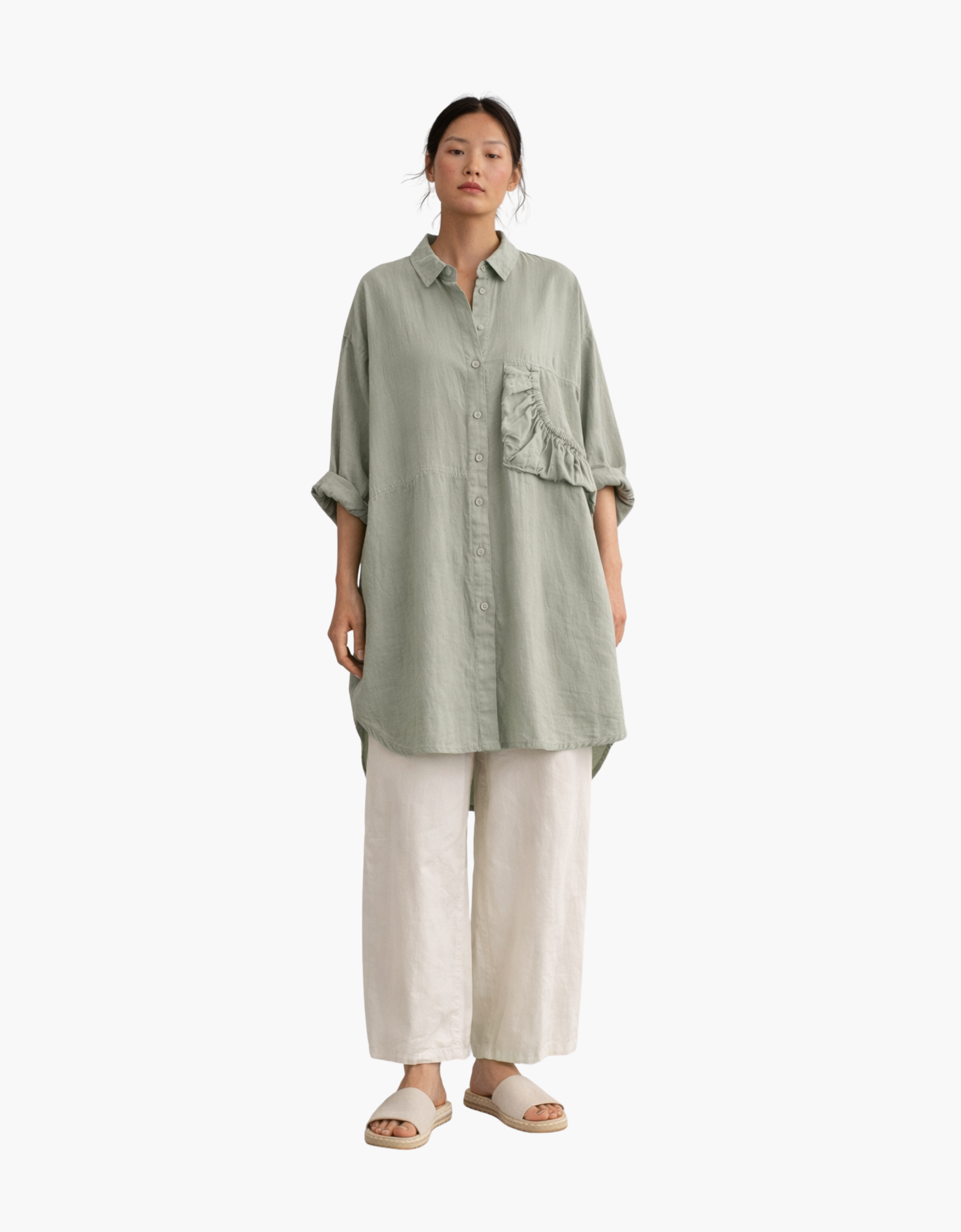 Vestido camisero de lino