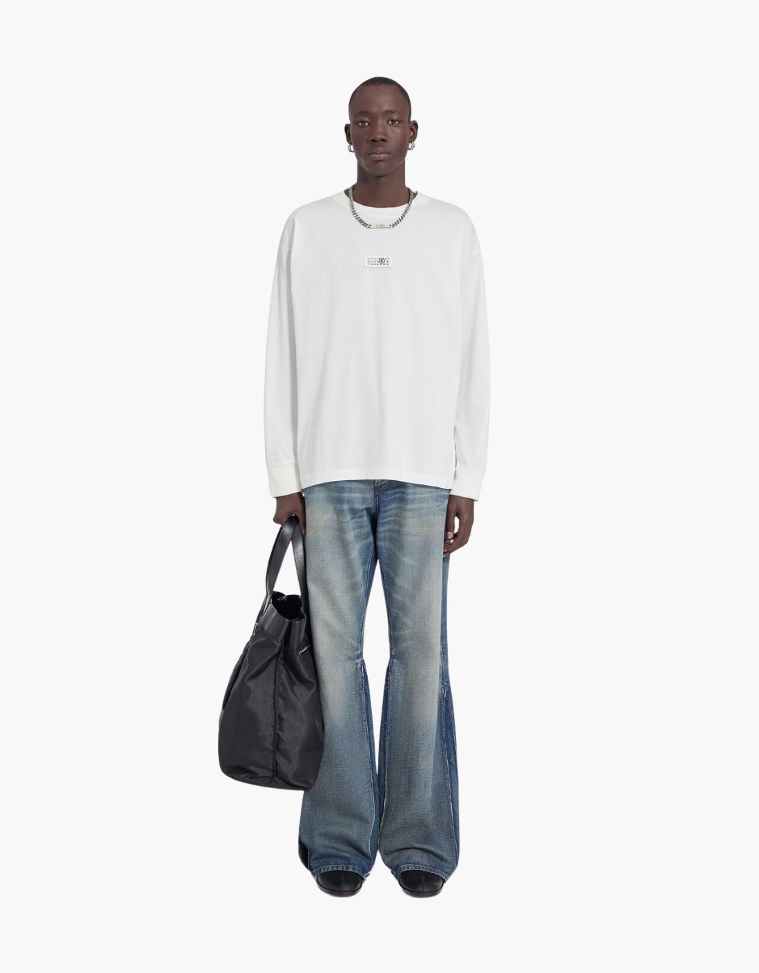 T-shirt à manches longues « Étiquette numérique » MM6