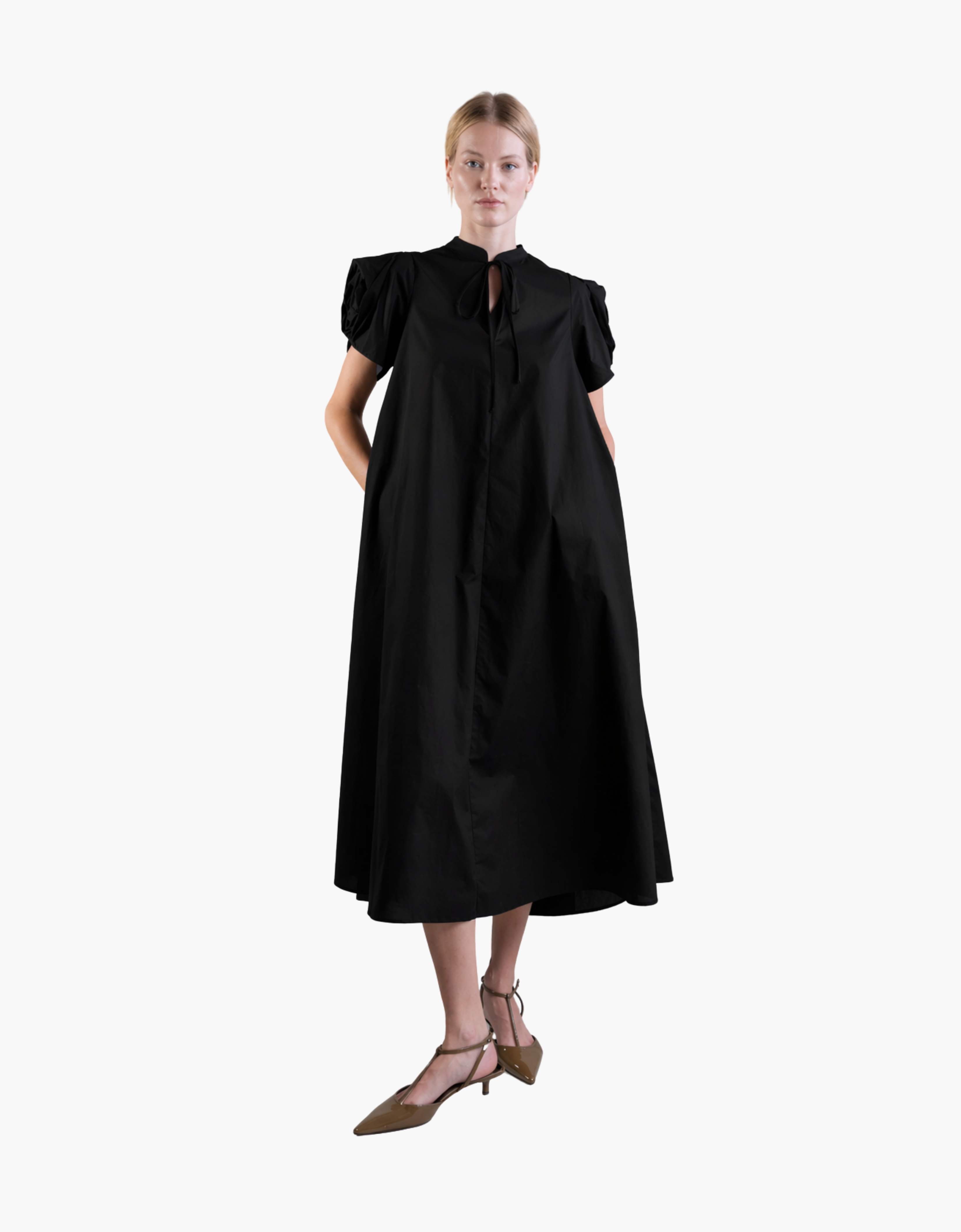 Vestido midi "mangas de flor"