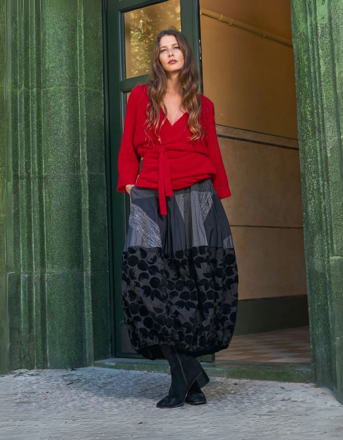 Falda maxi en patchwork de tejidos "Cocoon Mix"