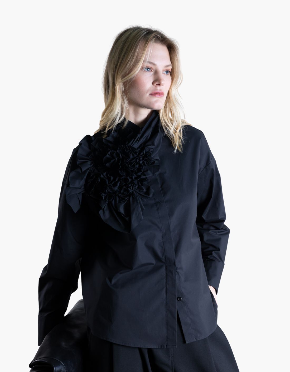 Camisa algodon popelin multiflores derecha