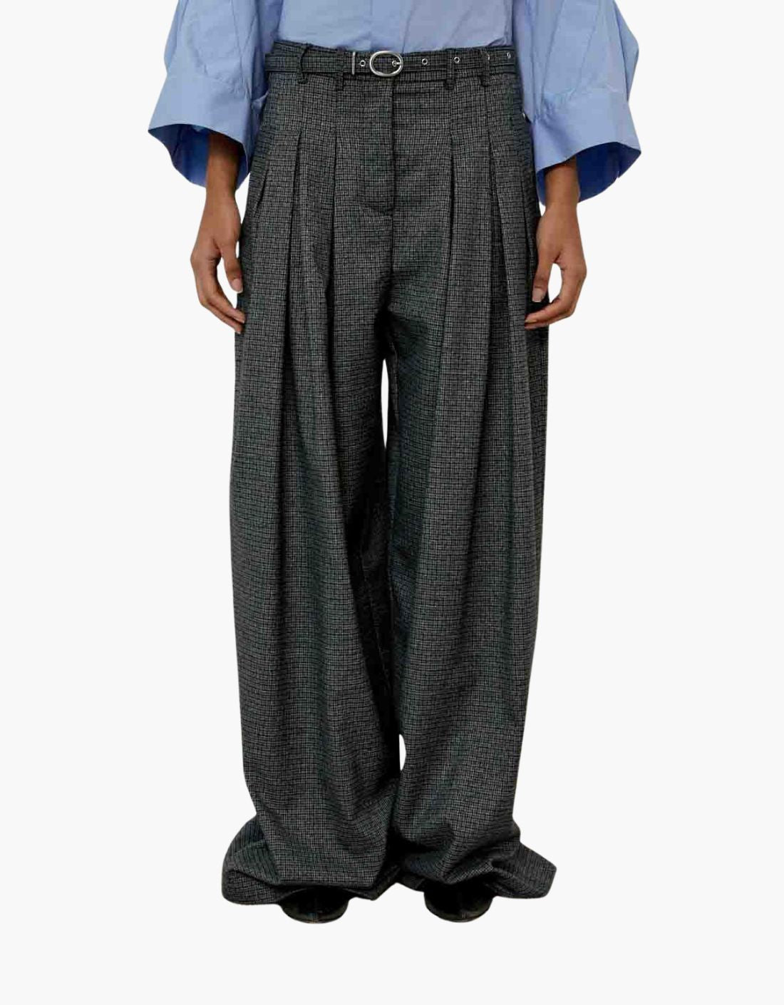 Pantalon cuadros con cinturón "Gioia"