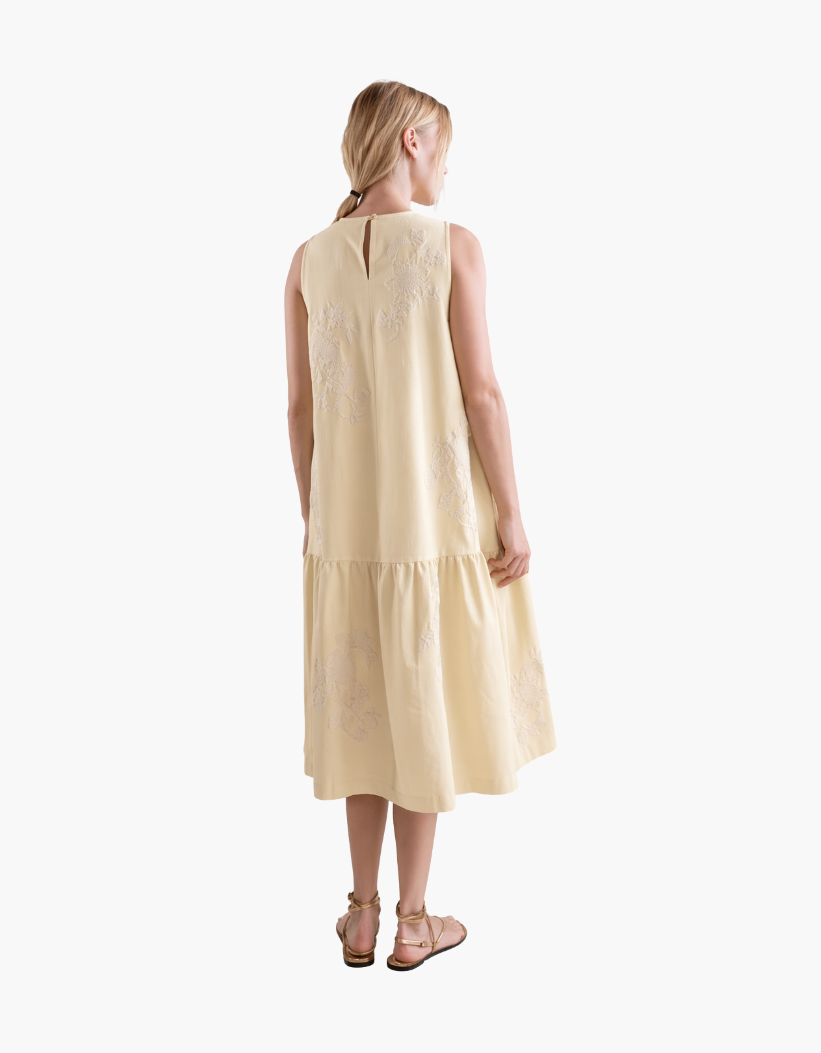 Vestido sin mangas "volante peplum"