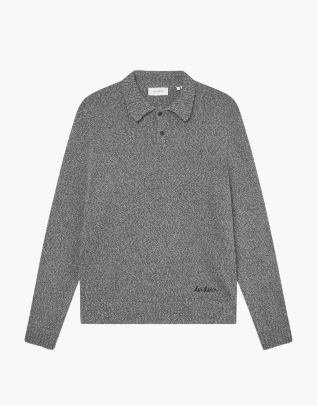 Pull Polo « Mouliné Knitted » Gris