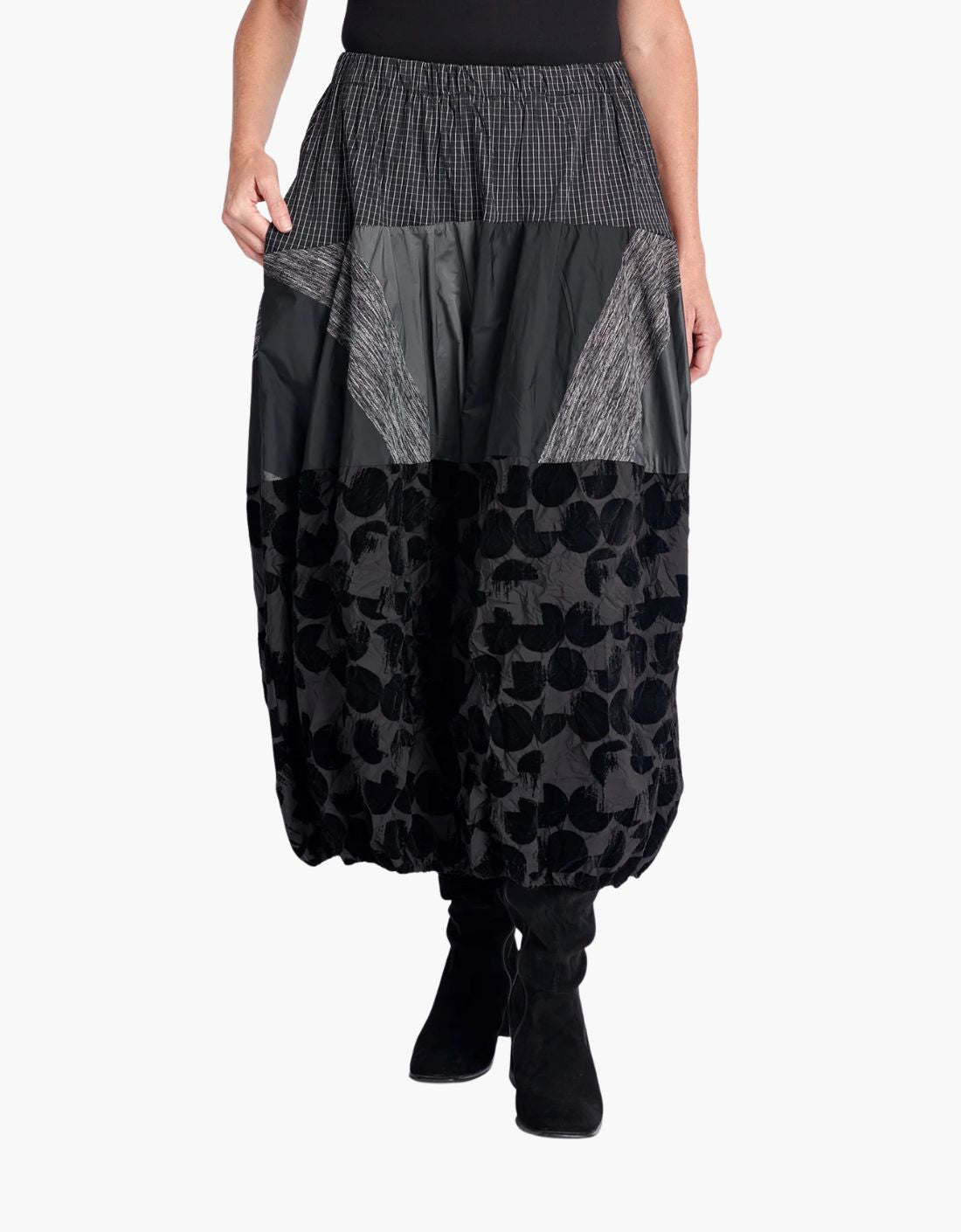 Falda maxi en patchwork de tejidos "Cocoon Mix"