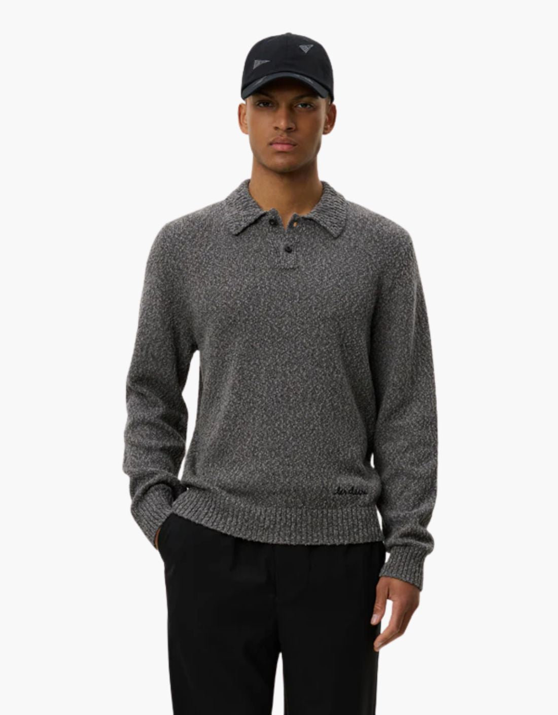 Pull Polo « Mouliné Knitted » Gris
