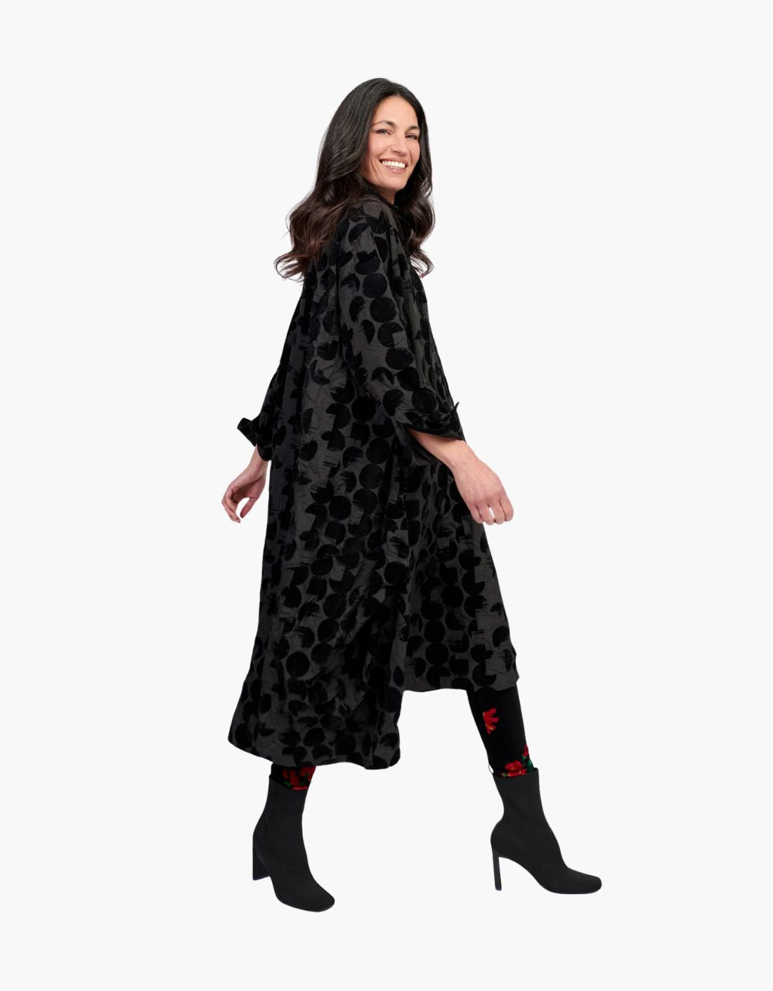 Vestido camisero circulos terciopelo "Crescent"