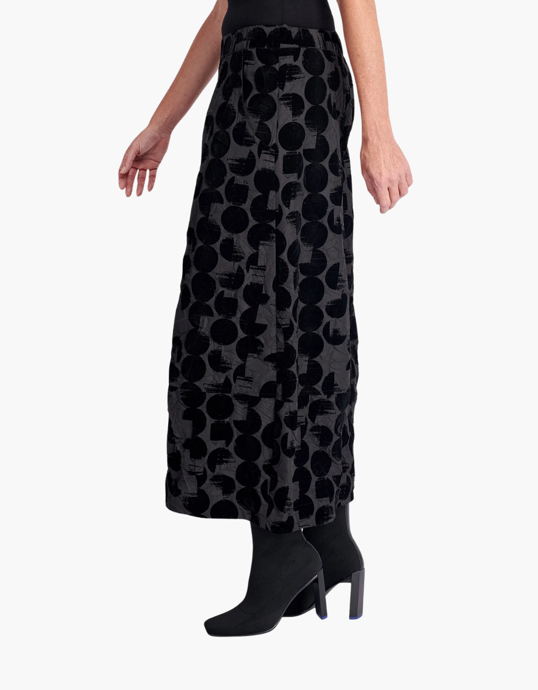 Pantalón ancho cropped en tafetán arrugado "Crescent"