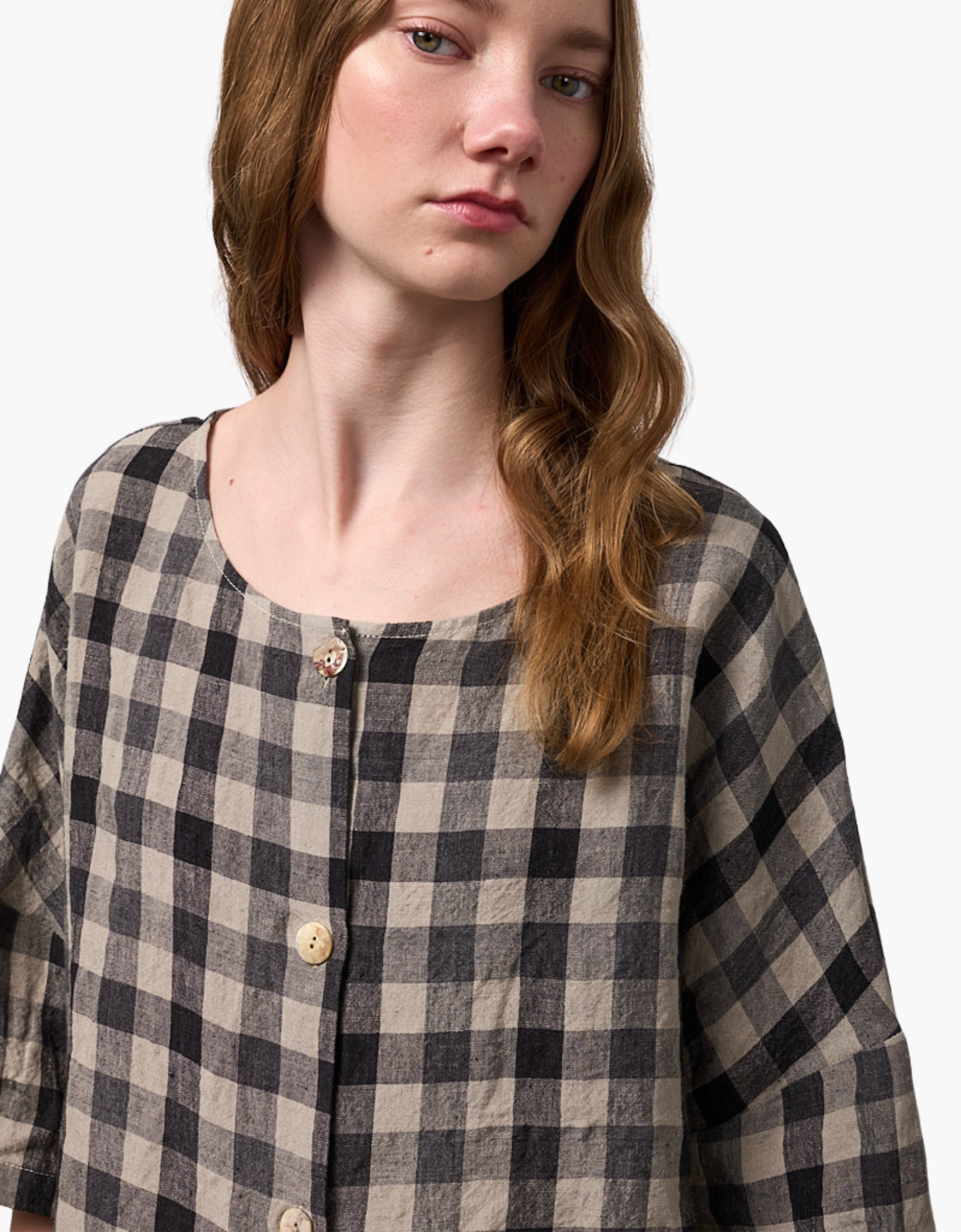 Blusa con botones "Lino check"