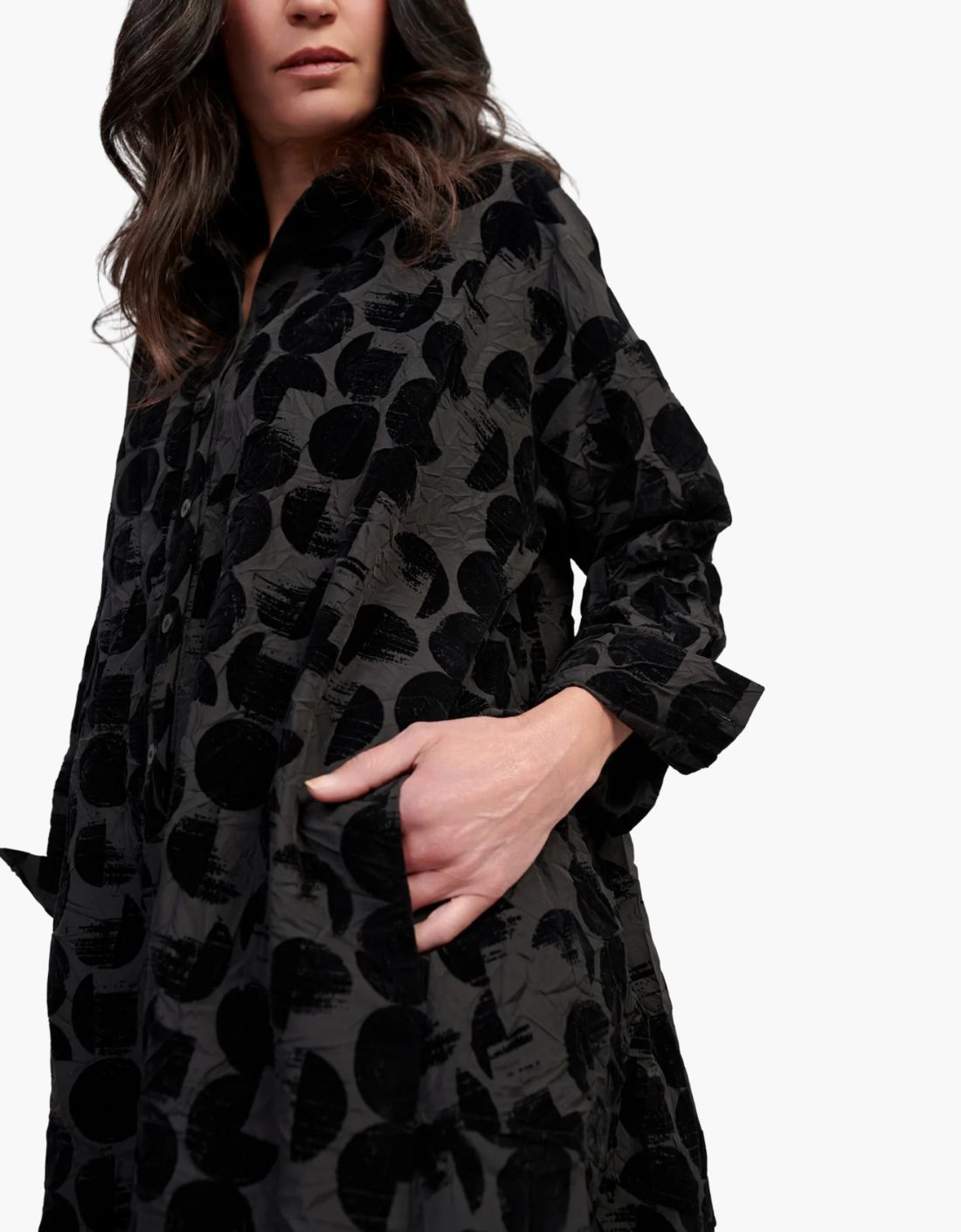 Vestido camisero circulos terciopelo "Crescent"