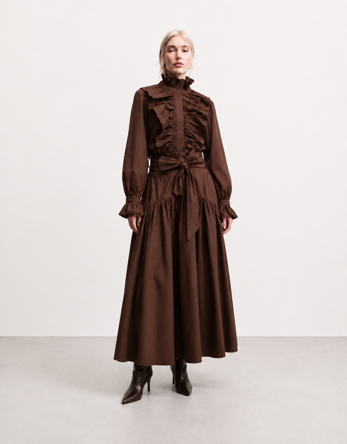 Falda amplia taffeta "Truffle"