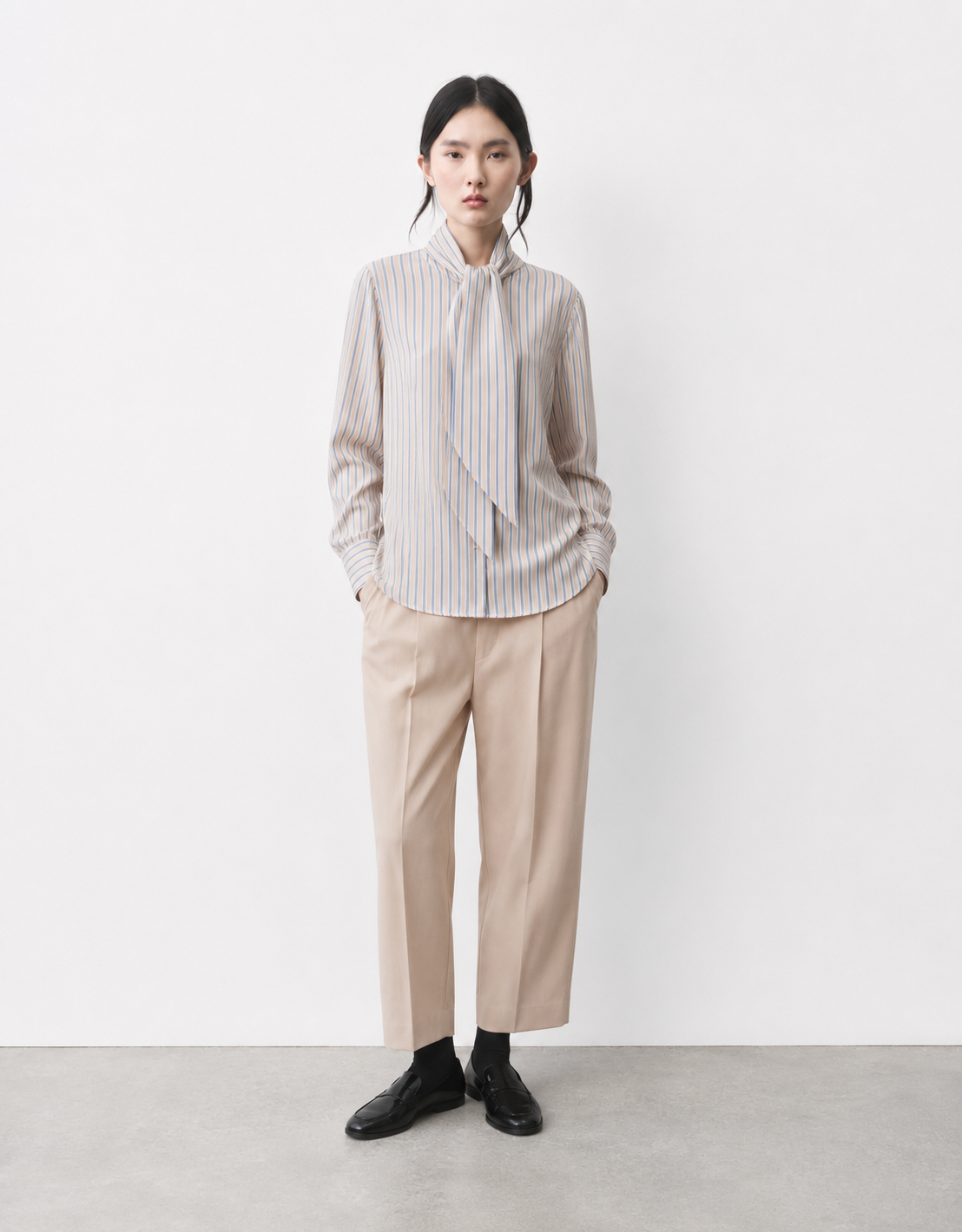 Blusa algodón rayas "Oatmeal"