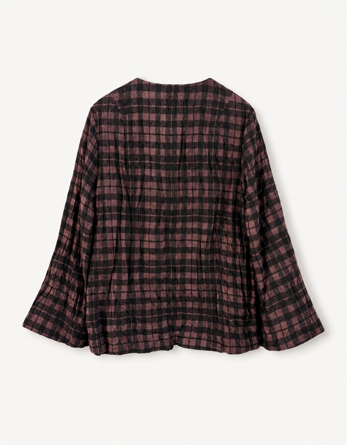 Chaqueta arrugada lana cuadros "Fig"