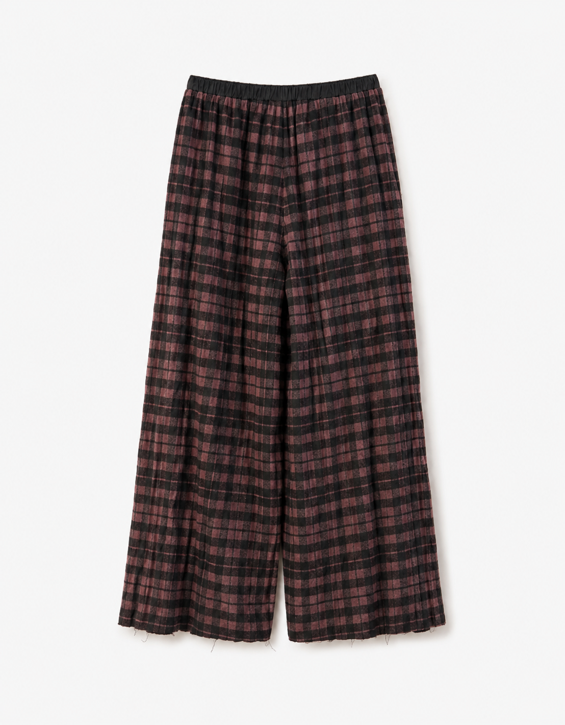 Pantalon lana arrugado cuadros "Fig"