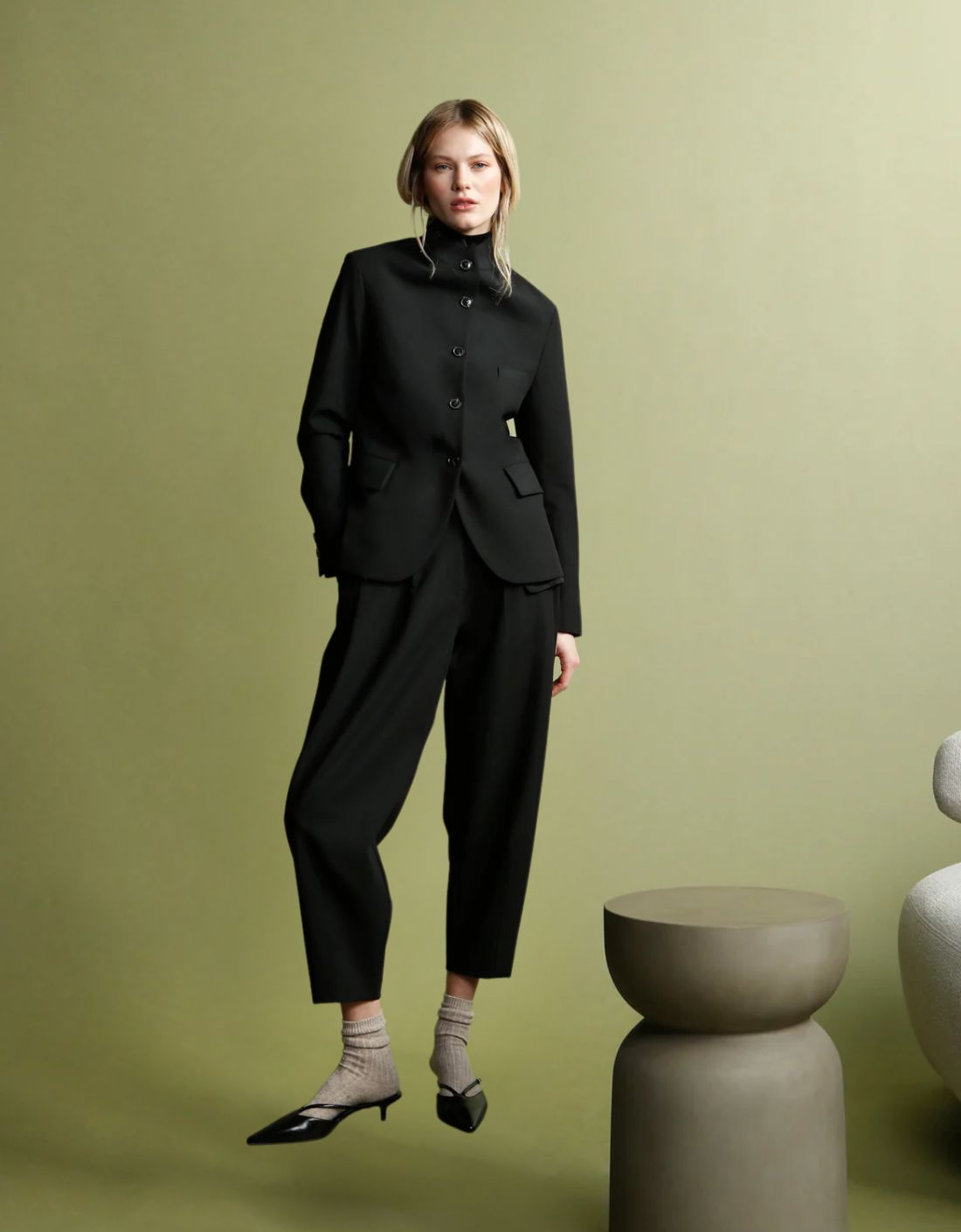 Blazer botones cuello mao