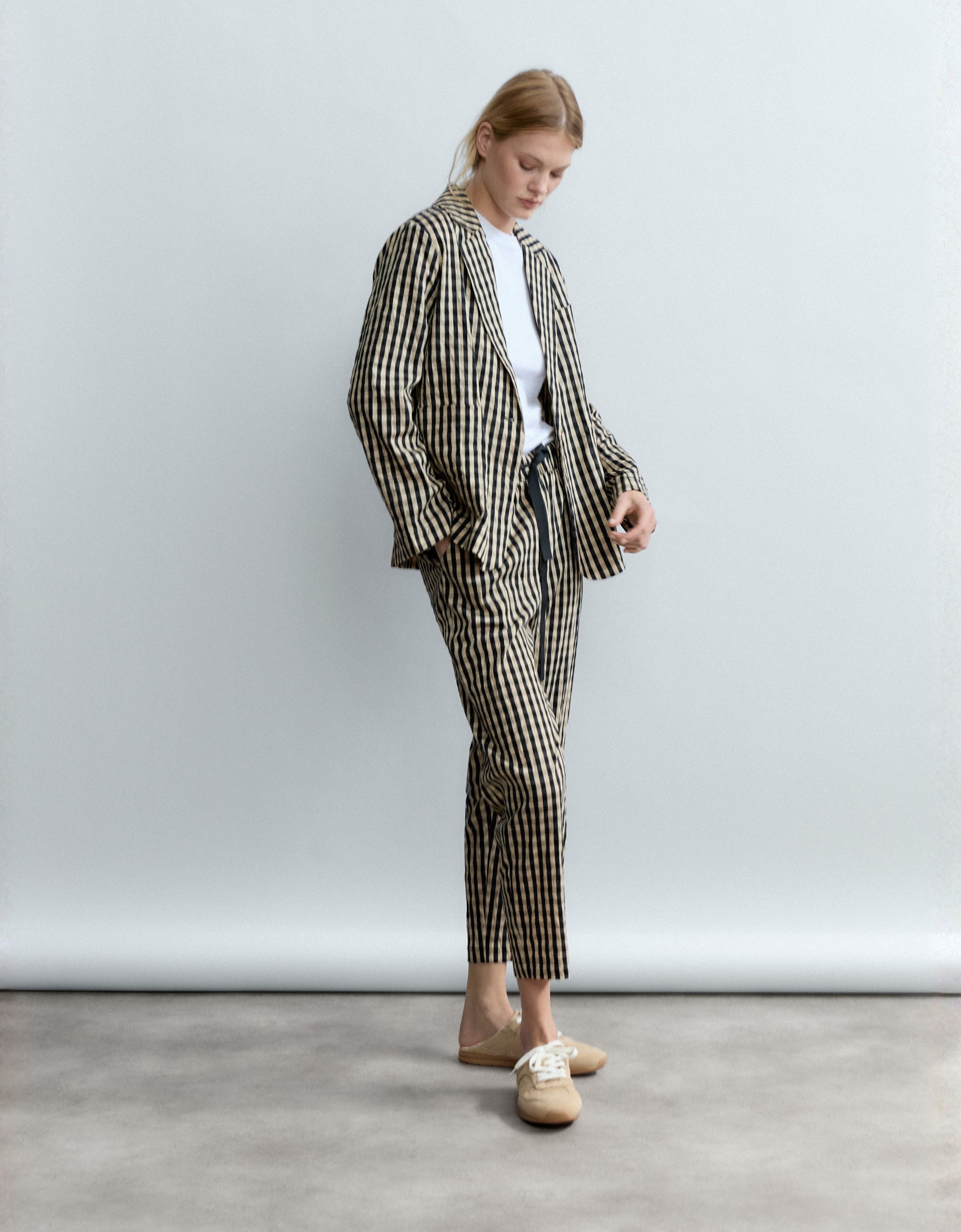 Pantalón beige vichy