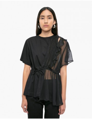 Blusa aimetrica transparente plisado