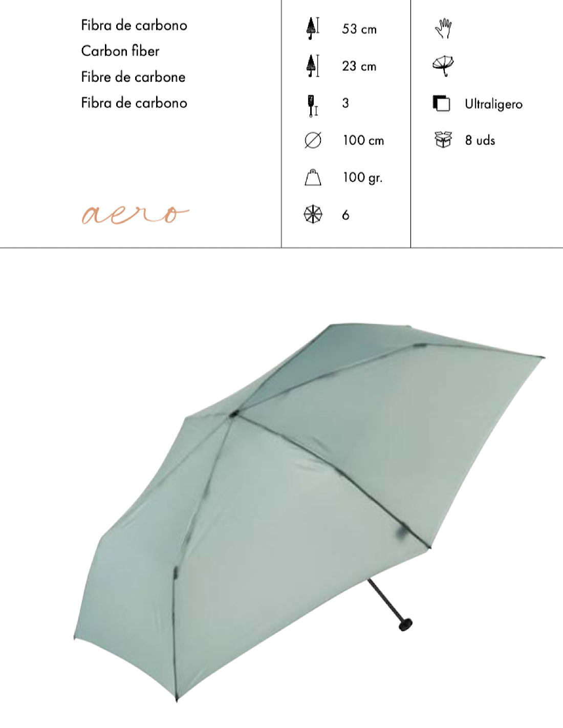 Paraguas ultralight plegable