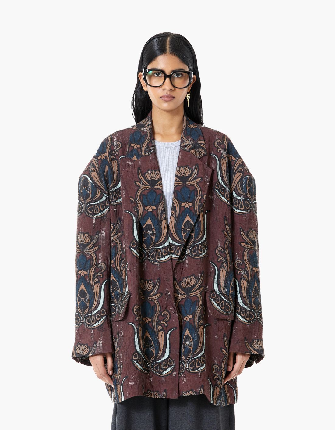 Americana estampada textura rugosa "Pushpa - पुष्पा"