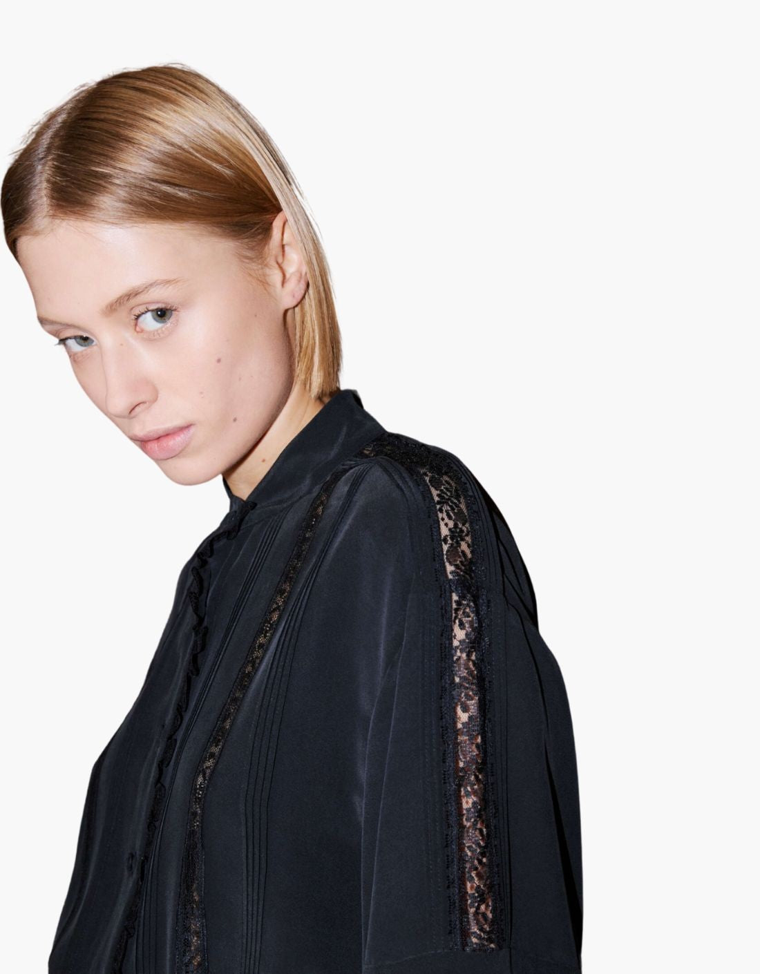 Camisa seda lavada con encaje "Laces"