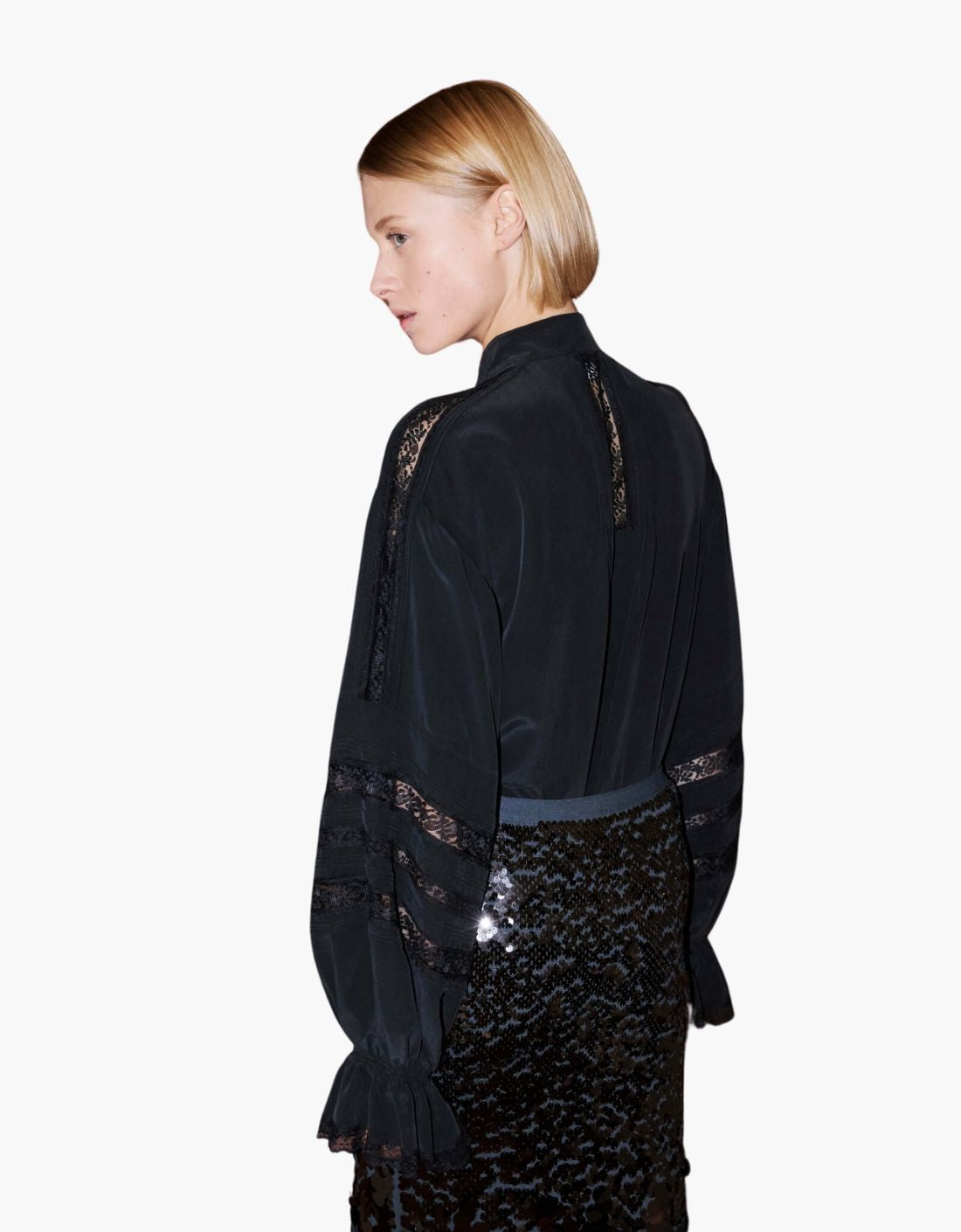 Camisa seda lavada con encaje "Laces"