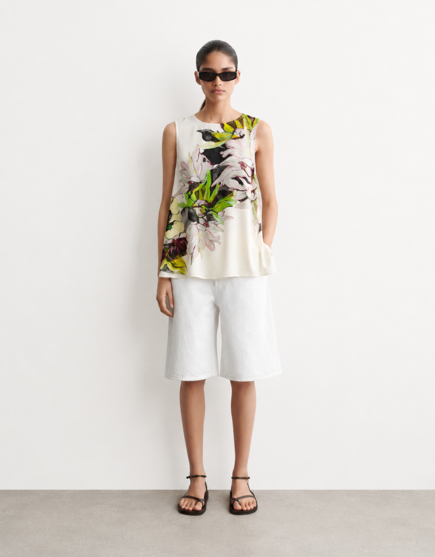 Blusa de seda "Botanical magnolias"