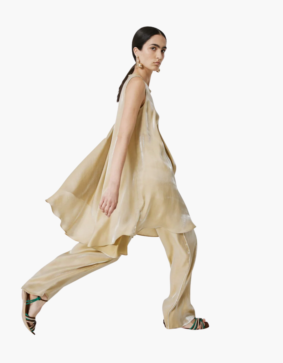 Pantalón "Tessuto Wet" gold