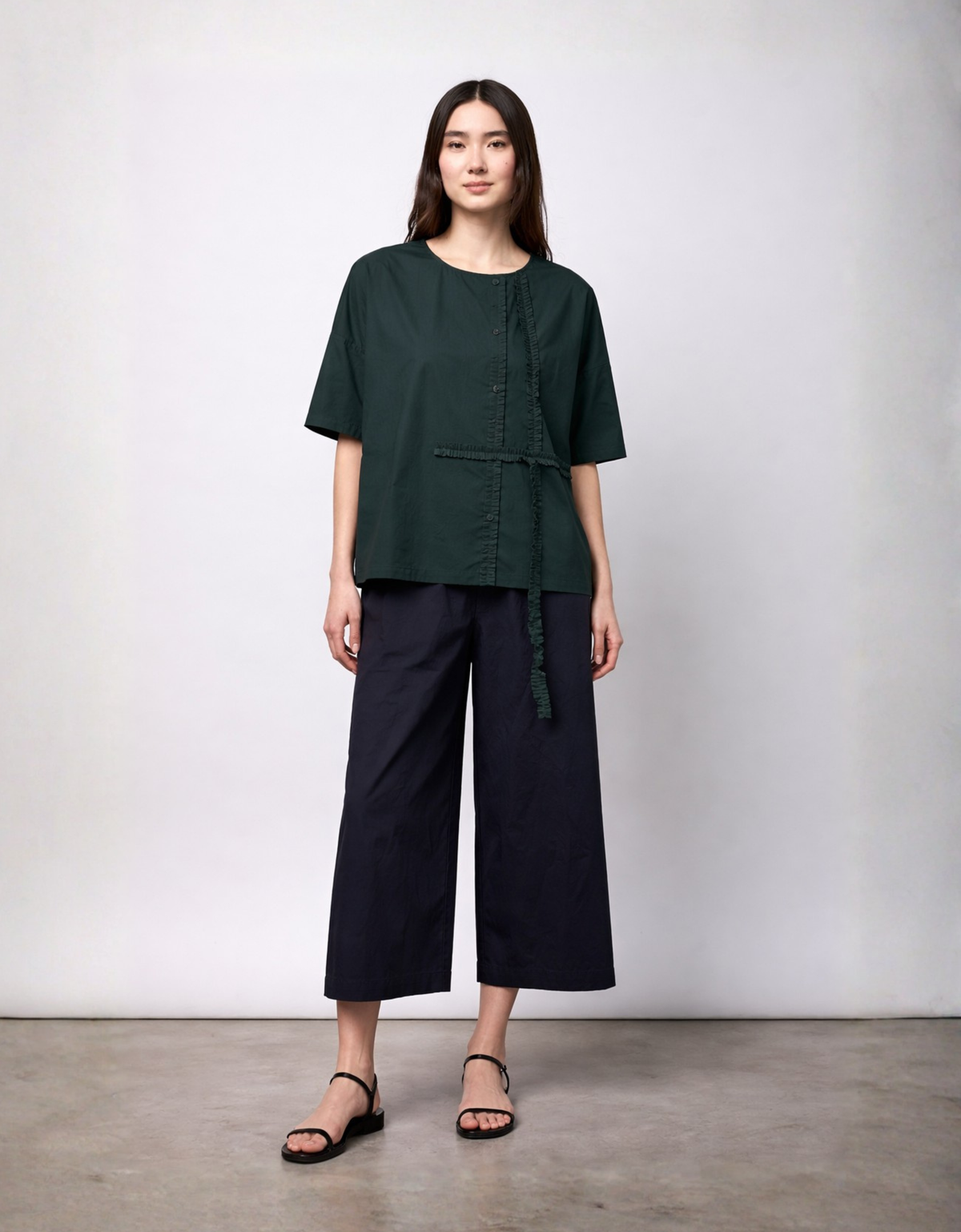 Blusa con frappe "Popeline" - L211PO – vista principal