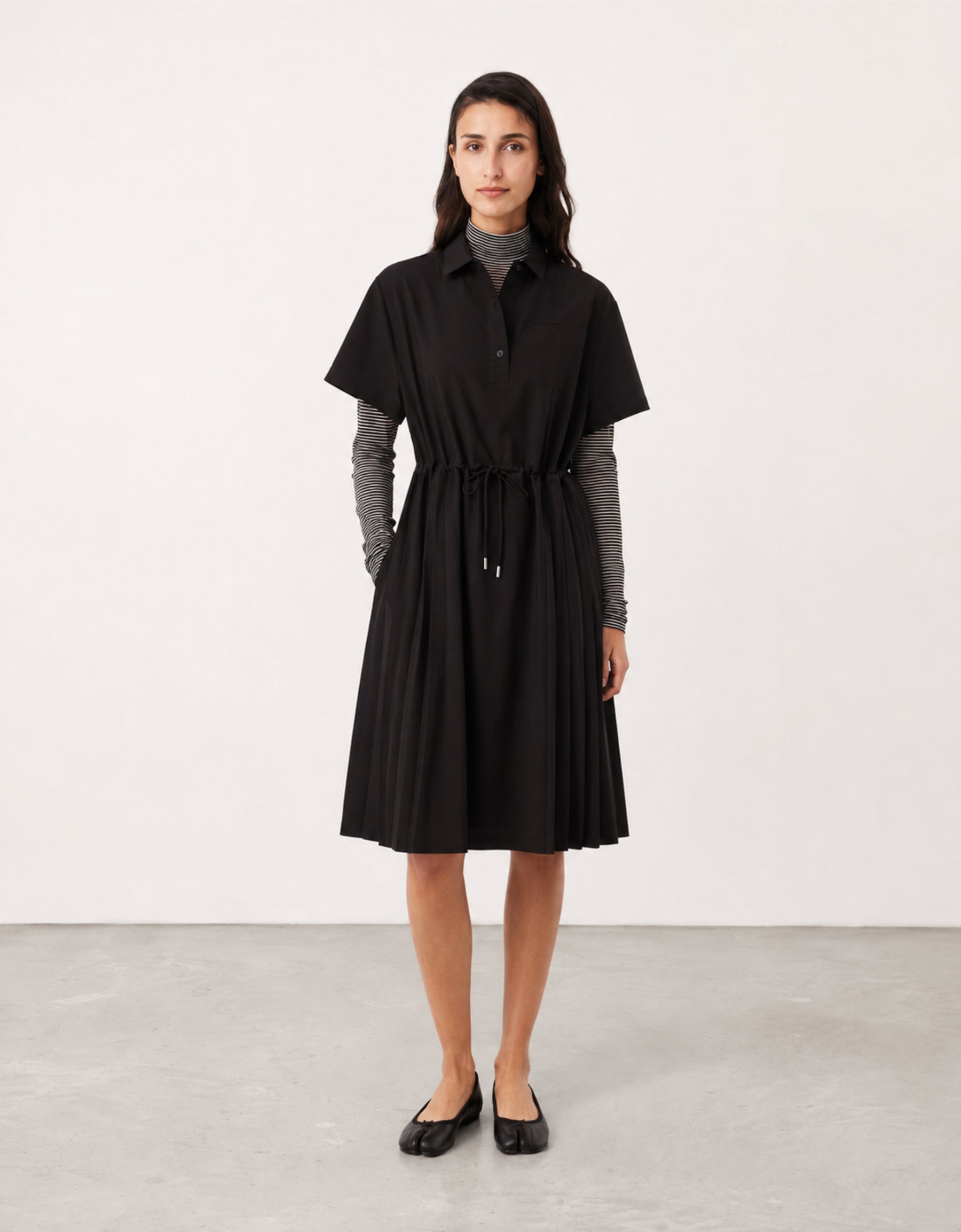 Vestido polo plisado lana