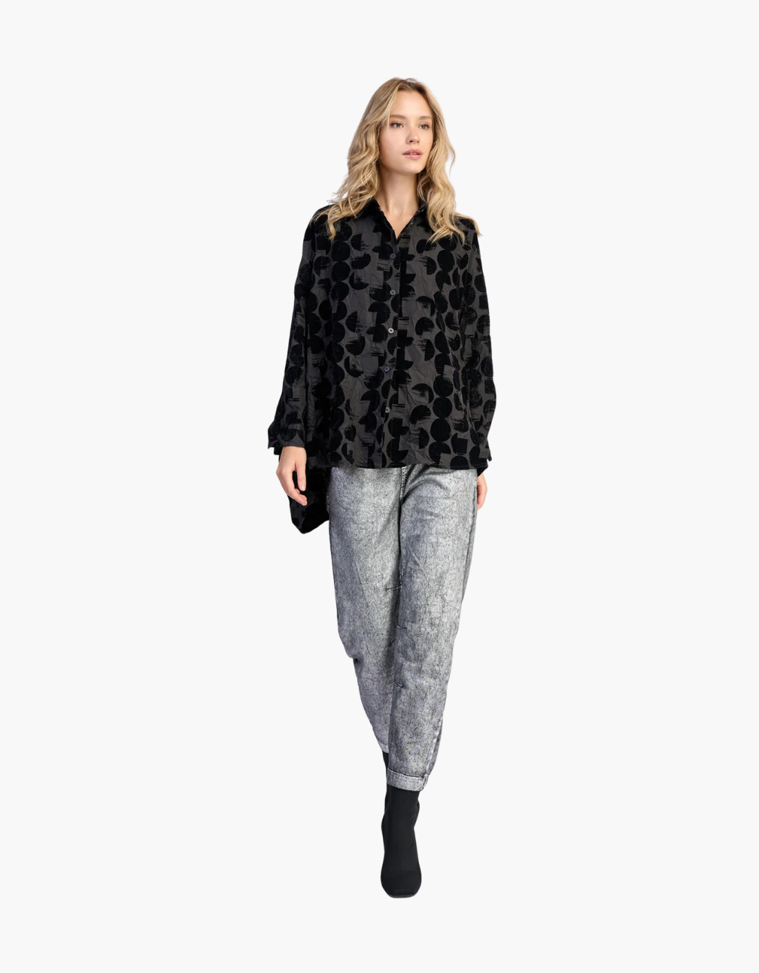 Blusa amplia detalles terciopelo "Crescent"