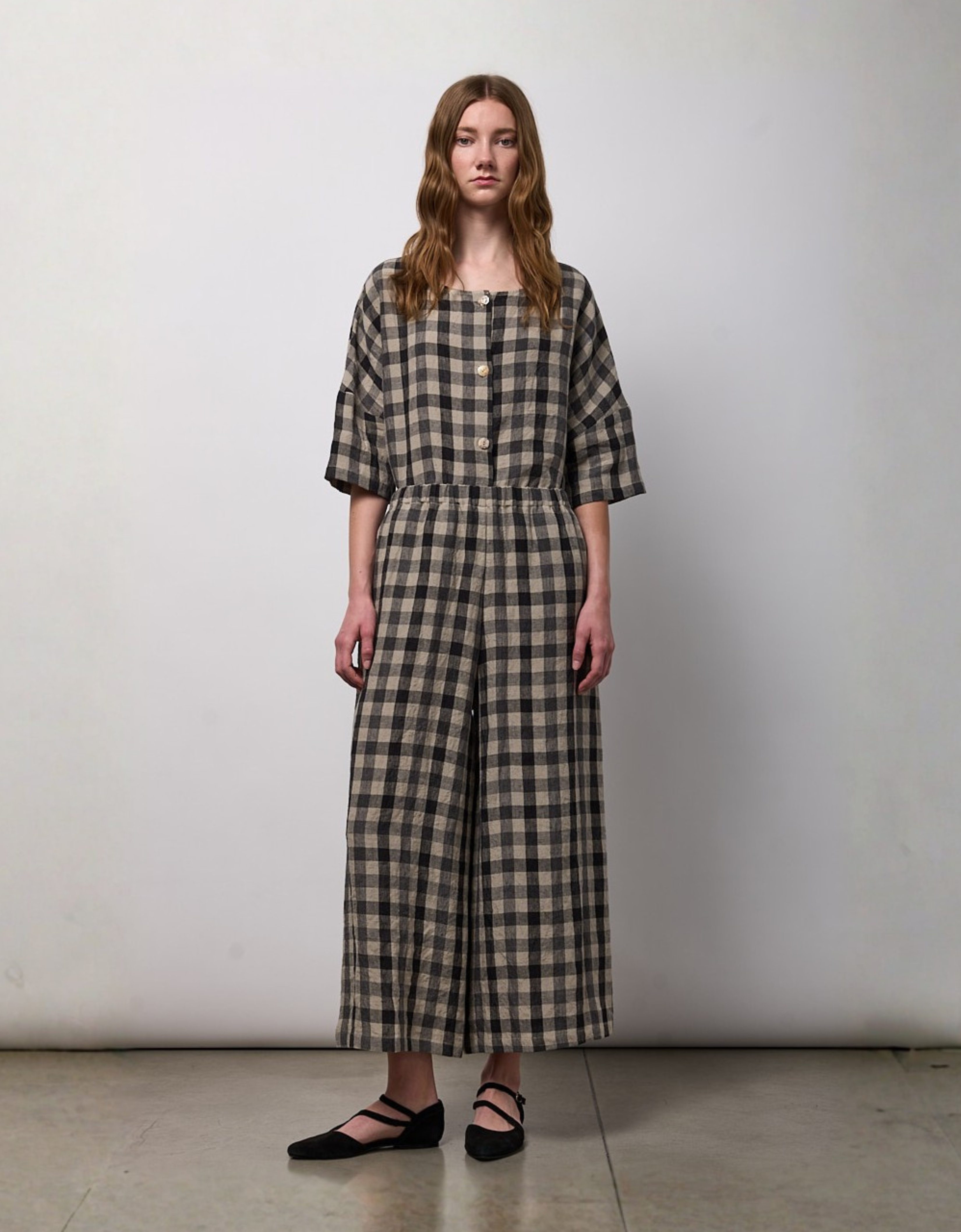 Pantalón ancho "Lino Check"