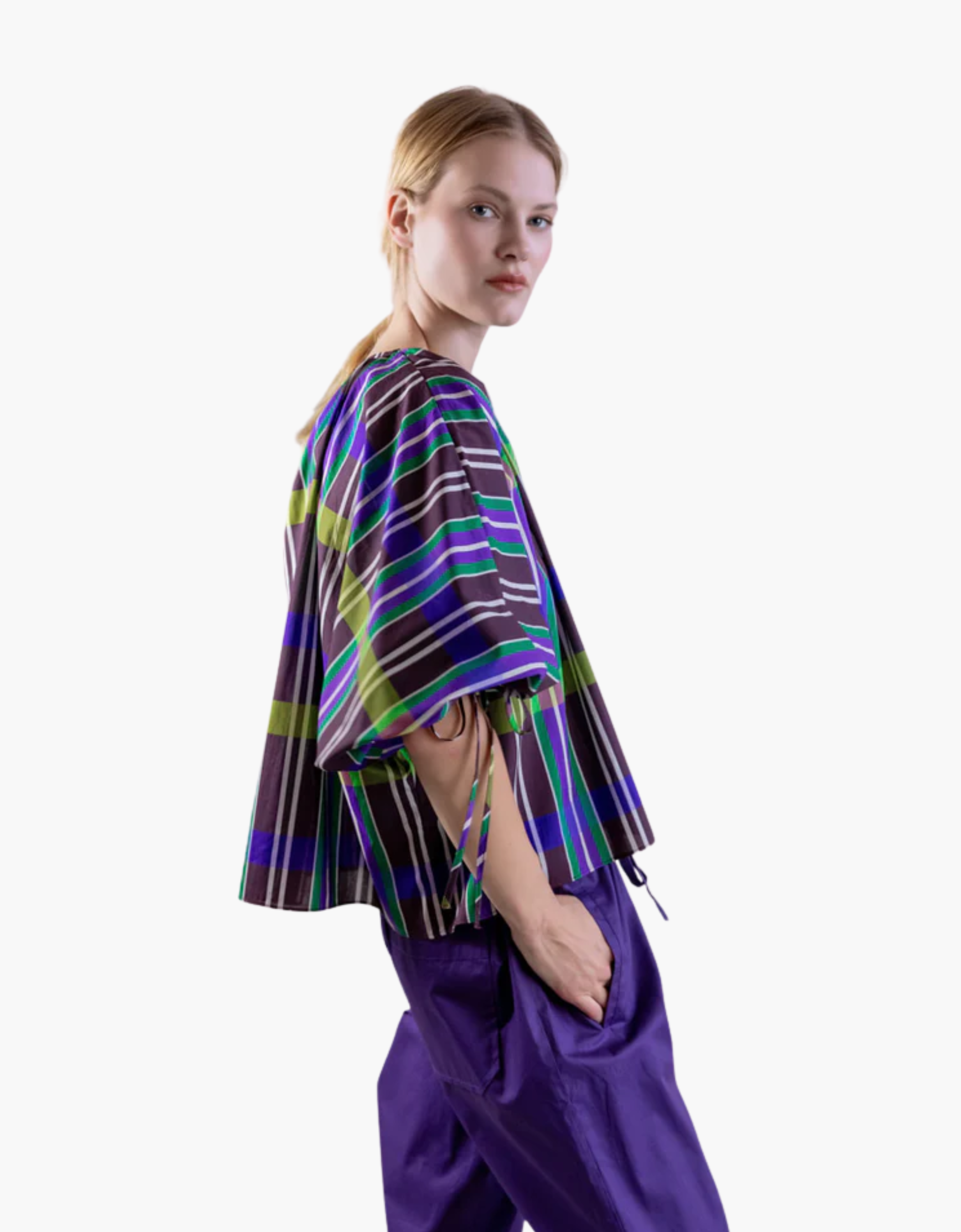 Blusa mangas ajustables "Cuadros Chocolat"