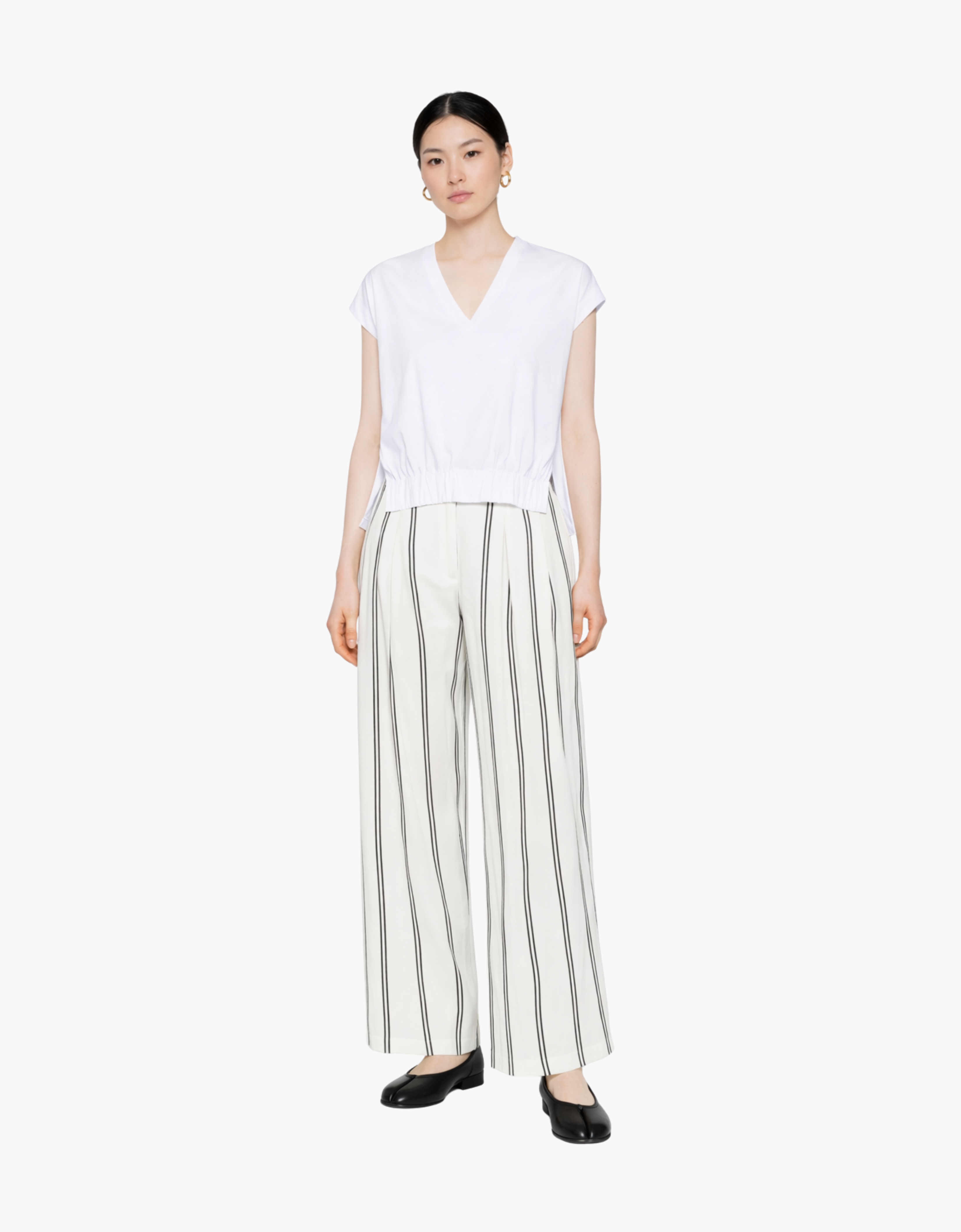 Camiseta fruncida cuello V